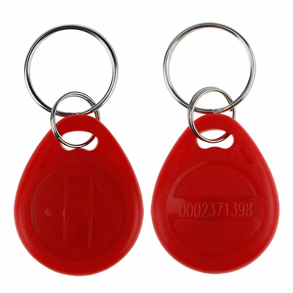 LIBO Tarjeta Clave Inteligente ID 125KHz Control de Acceso RFID Proximidad EM4100 TK4100 Keyfobs Llaveros NFC (100, Rojo)