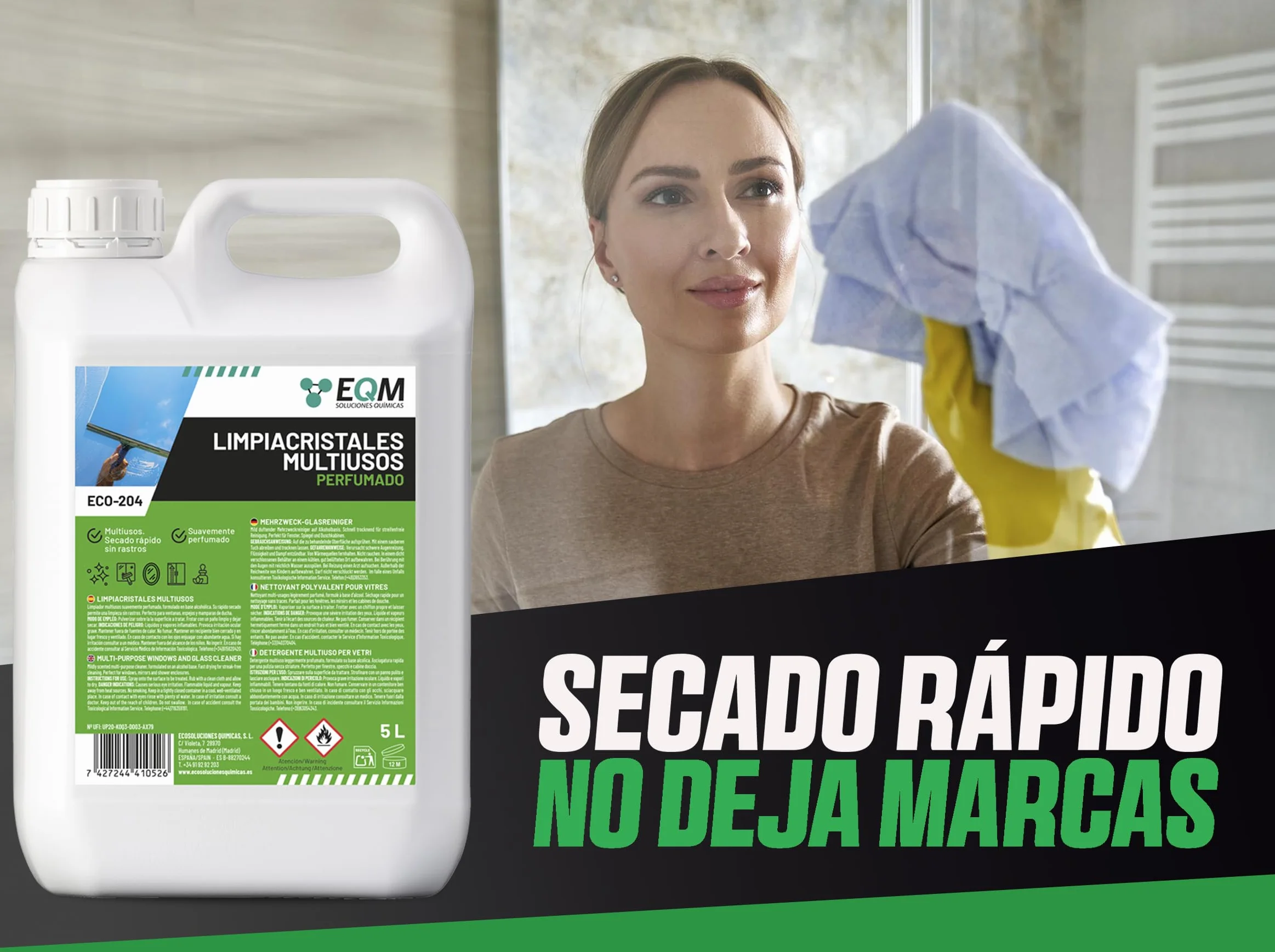 EQM ECO-204 Limpiacristales Multiusos Profesional 5L
