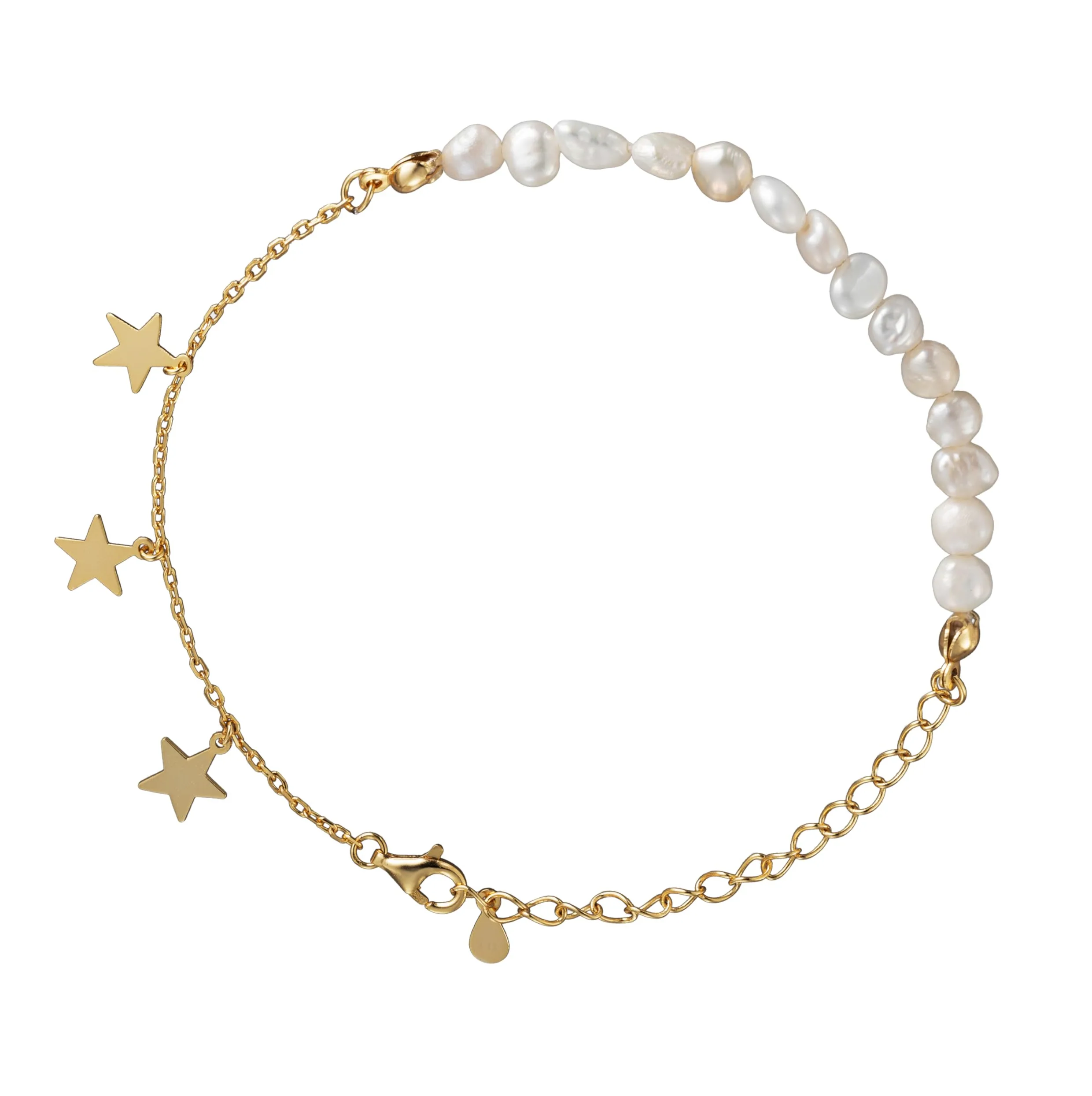 Pulsera o tobillo de plata de ley 925 chapada en oro de 18 quilates, con clip de papel delicado y perlas de agua dulce, cadena cubana o tobillo, 7 pulgadas + extensor de 1 pulgada, hipoalergénico, sin