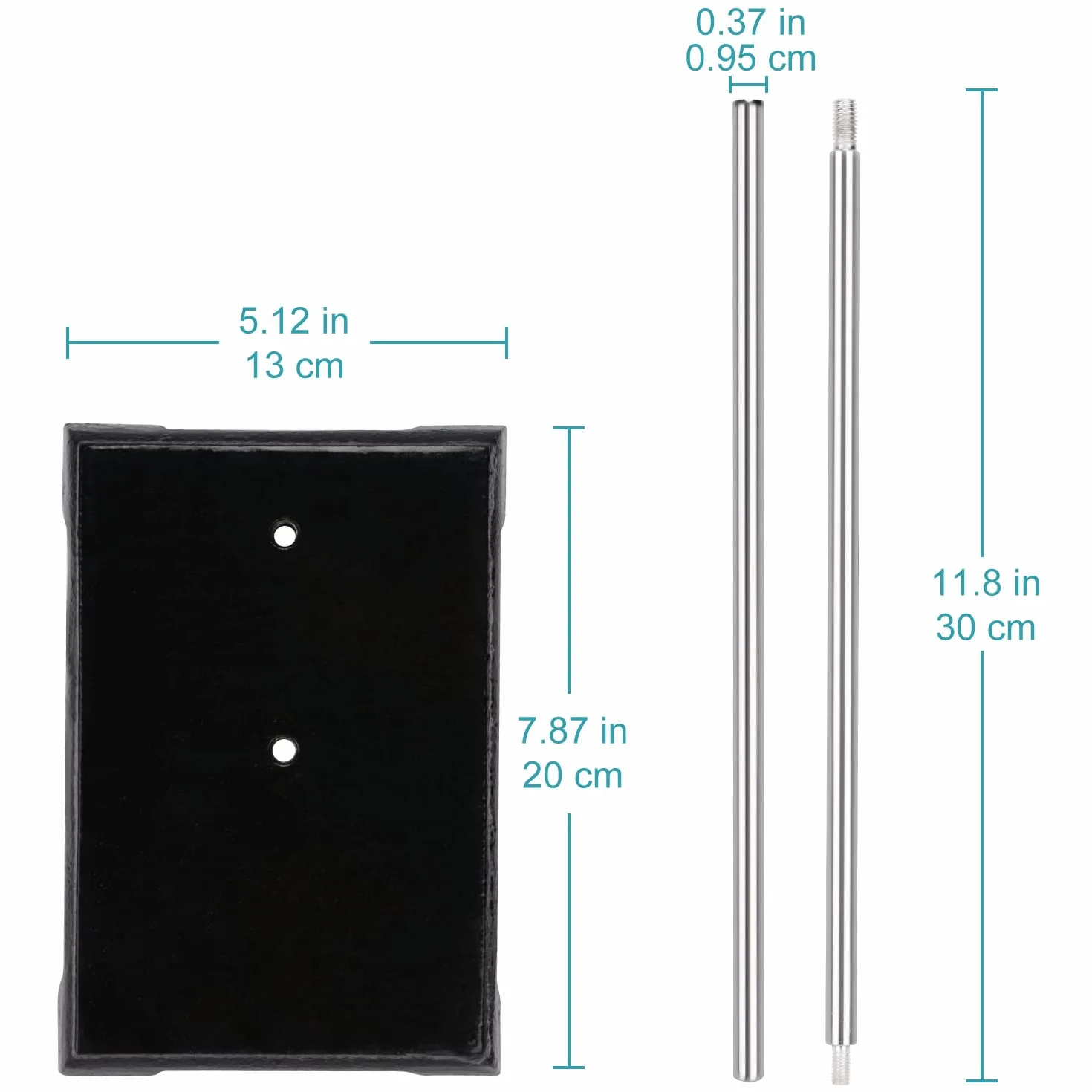 Stonylab Soporte de Anillo de Hierro Fundido 200 x 135 mm con Varilla 570 mm