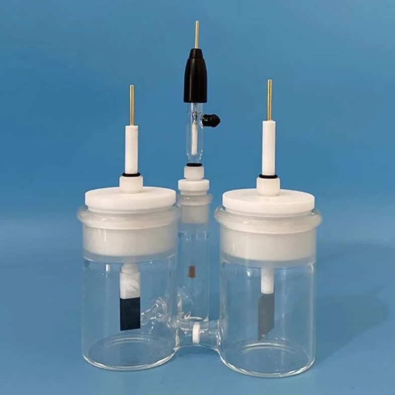 Celda electroquímica en forma de H de tres celdas con electrodo de referencia 250ml-250ml-30ml