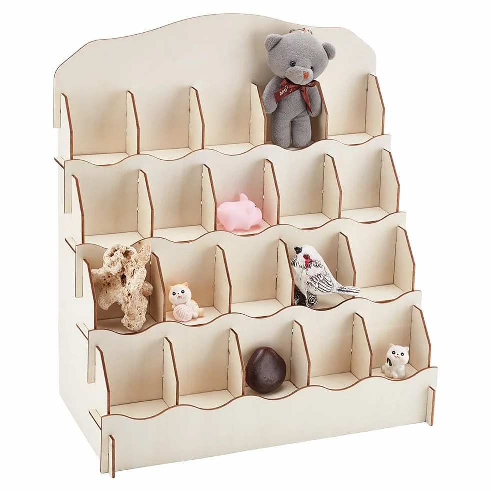 PH PandaHall Soporte para tarjetas de crédito de madera 4 niveles portátil mostrador tienda