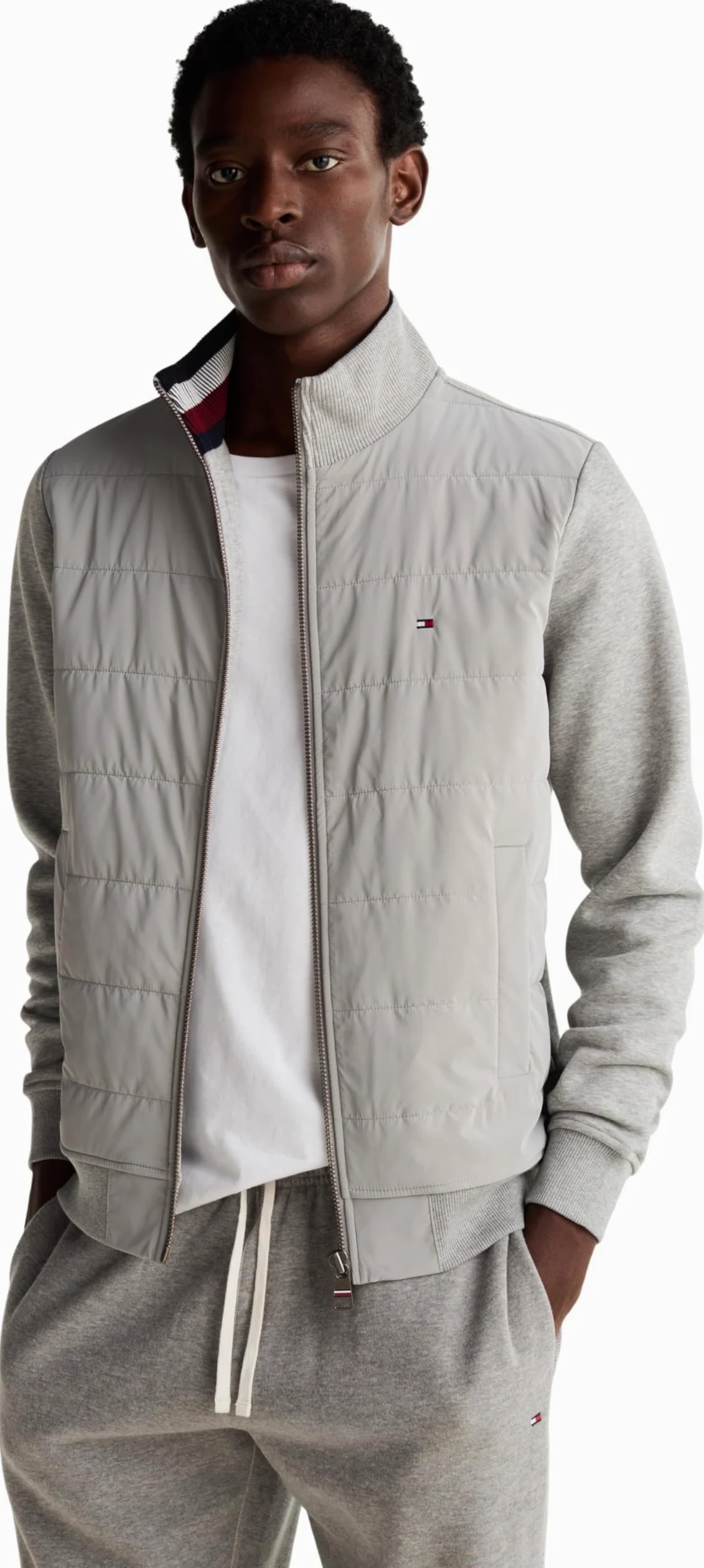 Tommy Hilfiger Sudadera con Cremallera Hombre Mix Zip Thru Stand Cuello Vuelto