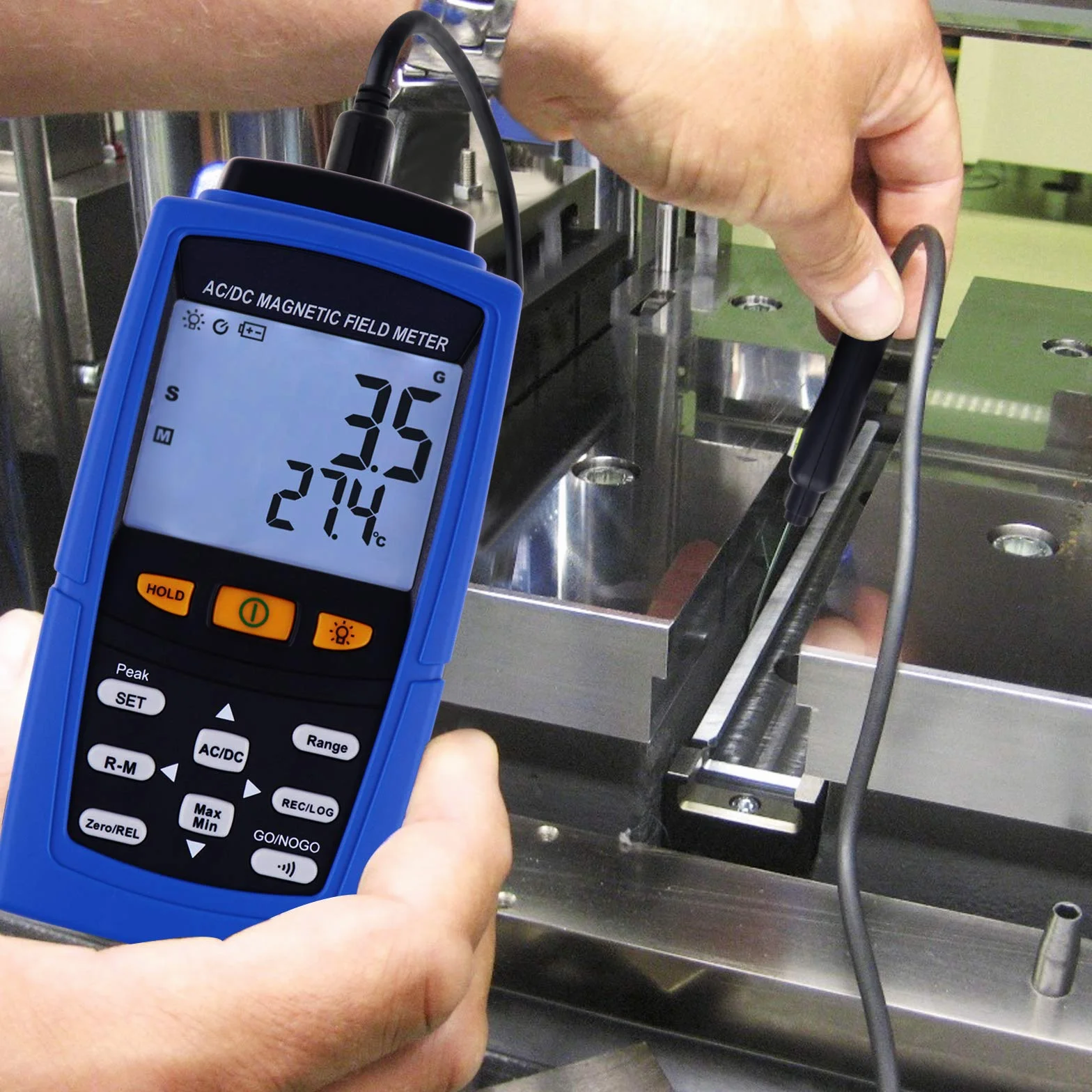 Gaussmeter Magnético Campo Fuerza Magnetómetro 3000mT (30000G) Teslameter Auto Manual Grabación