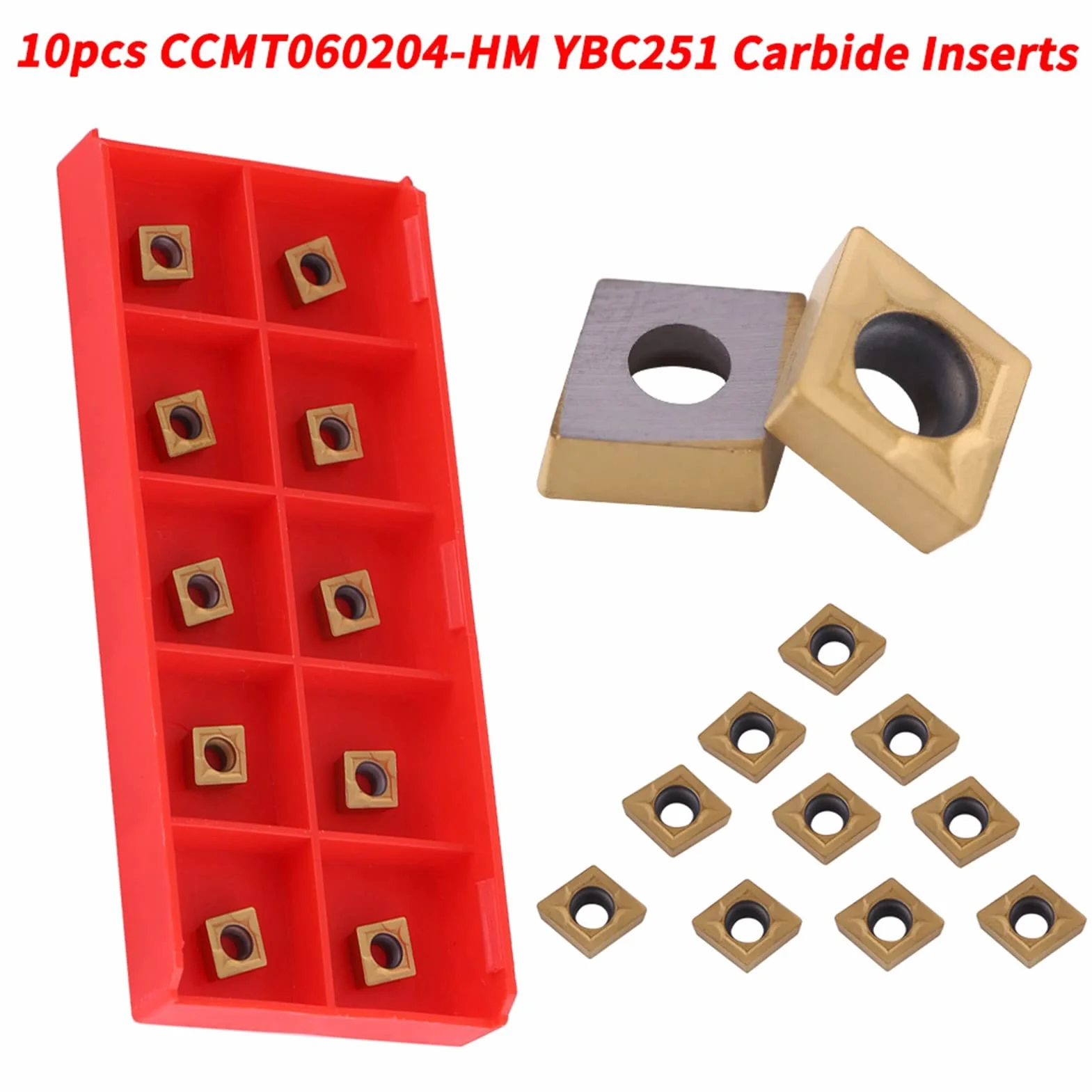 Insertos de torno de carburo CCMT060204 HM YBC251 para herramientas de mecanizado semi de acero