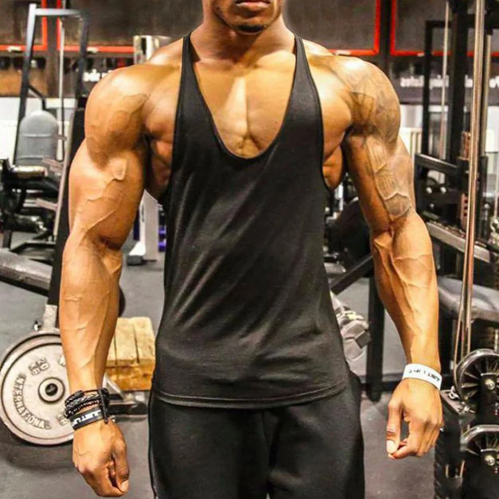 Muscle Gym Stringer Tank Tops para Entrenamiento Culturismo Chaleco Deportivo Racerback Algodón