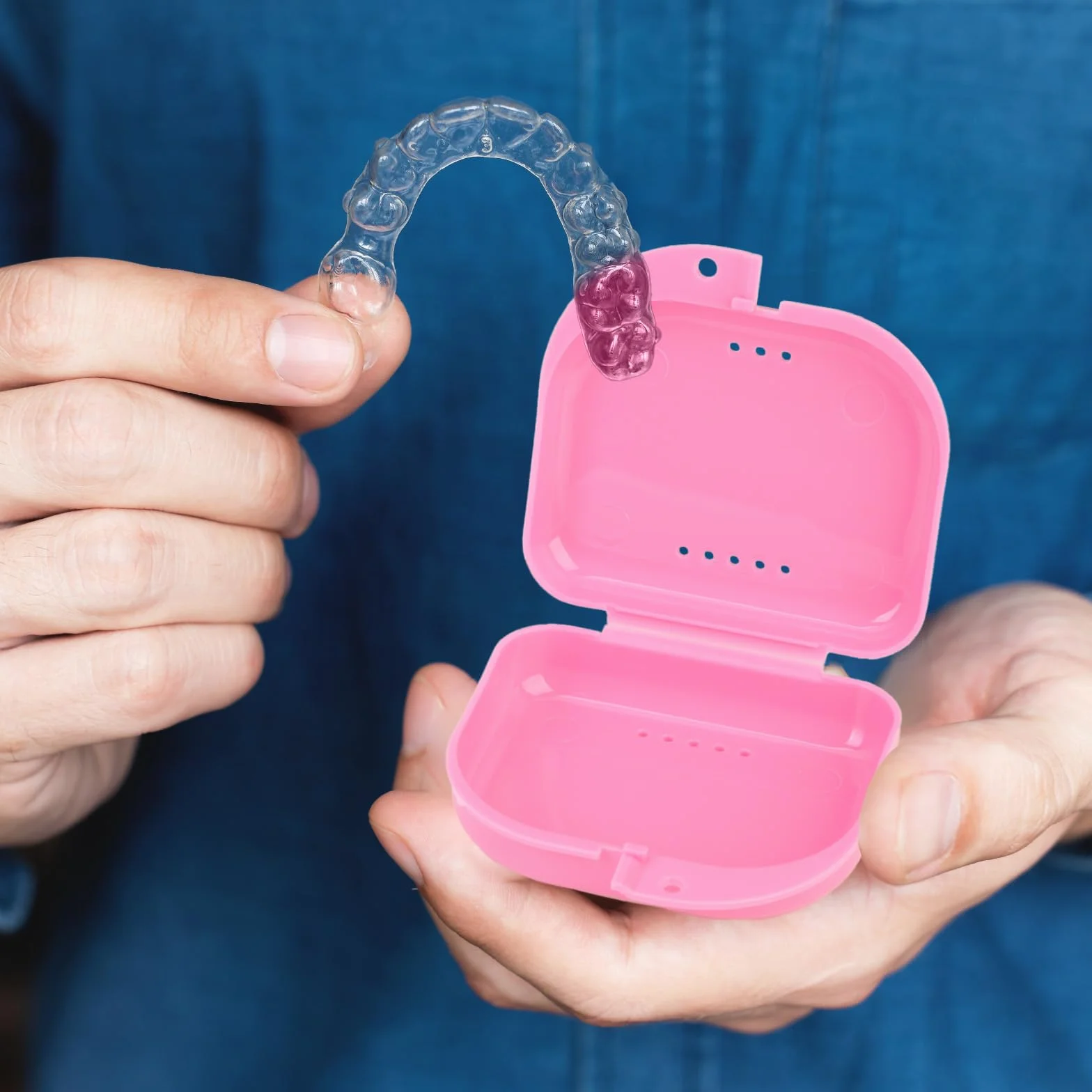 Caja Ortodoncia Dental Funda Ferula Aparato con Agujeros de Ventilación 2 Piezas