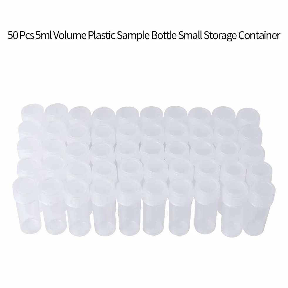 Botella de muestra de plástico 5 ml 100 Pcs botes pequeños con tapa