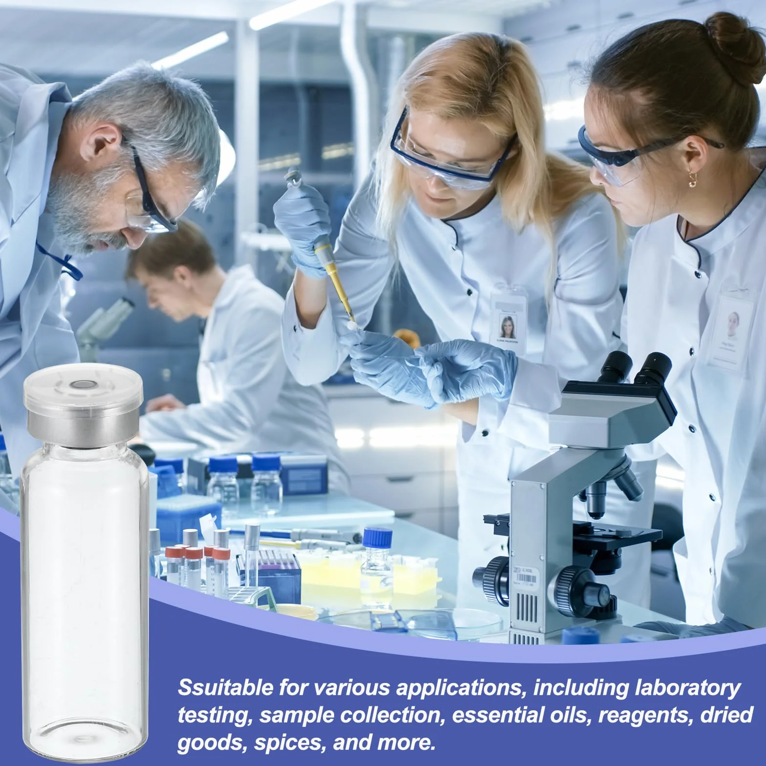 PATIKIL Viales de Muestra 20ml, 8 Paquete, Viales de Vidrio Borosilicato con Tapón de Goma Butilo y Tapas Engarzadas, Transparente