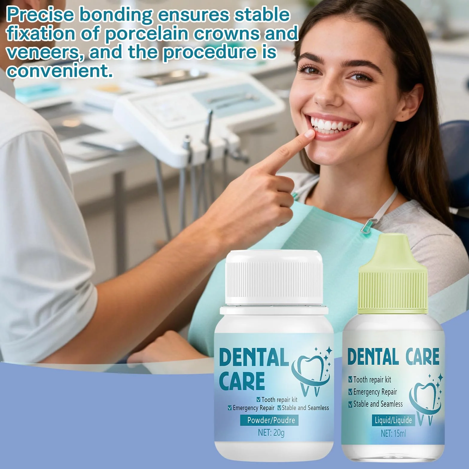 Cemento Dental Kit Reparación Relleno Temporal para Corona Puente Caries