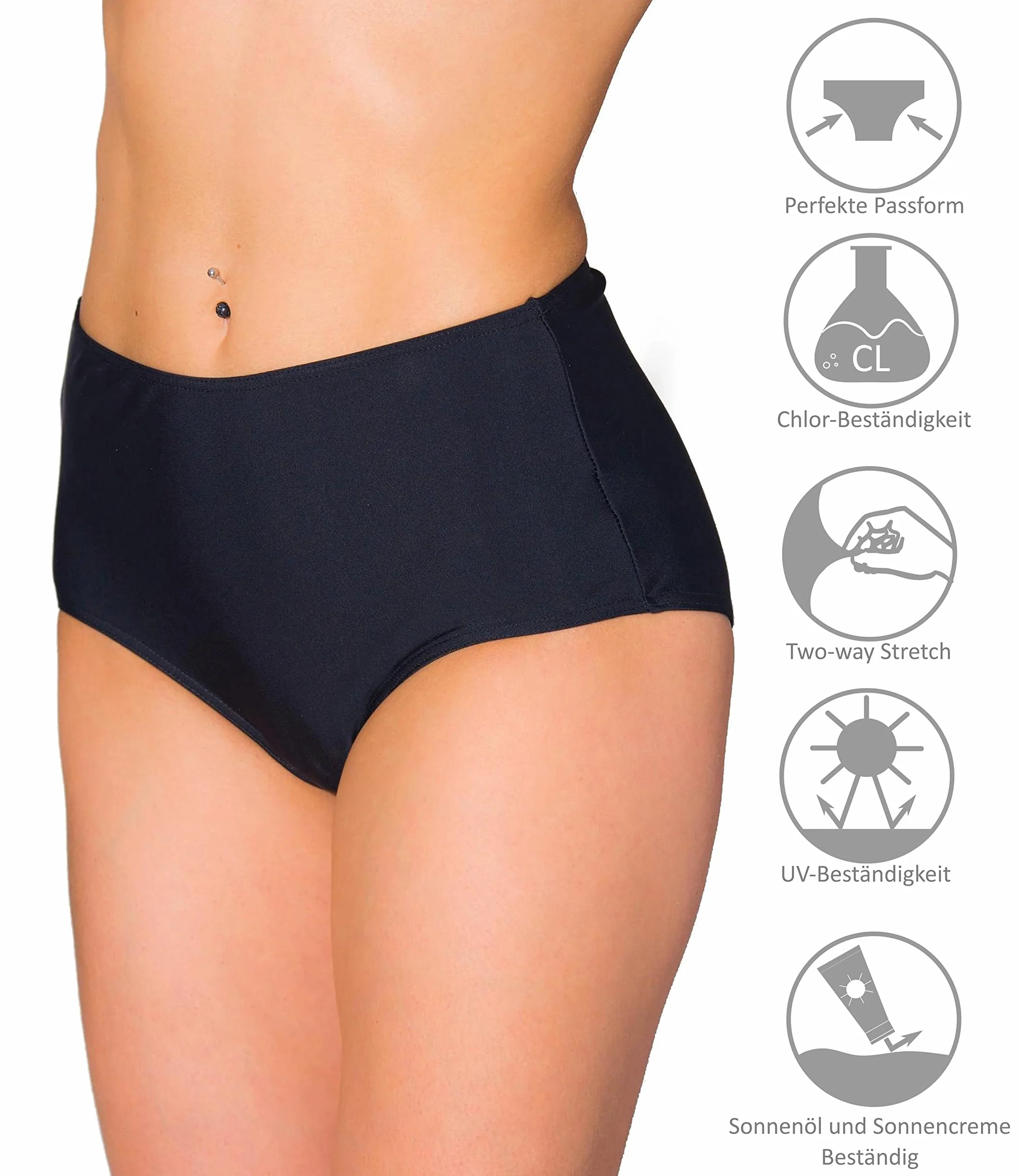 Aquarti Braga Mujer Talle Alto Bikini Clásica Colores Lisos
