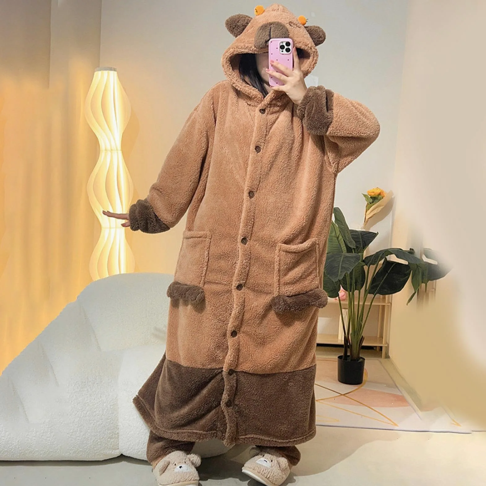 JINGLING Pijama Capybara Onesie,Capybara Onesie | Pijamas de una pieza Capybara Onesie Traje Capybara adulto portátil - Pijamas animales Pijamas Capybara ropa de dormir, ropa de dormir