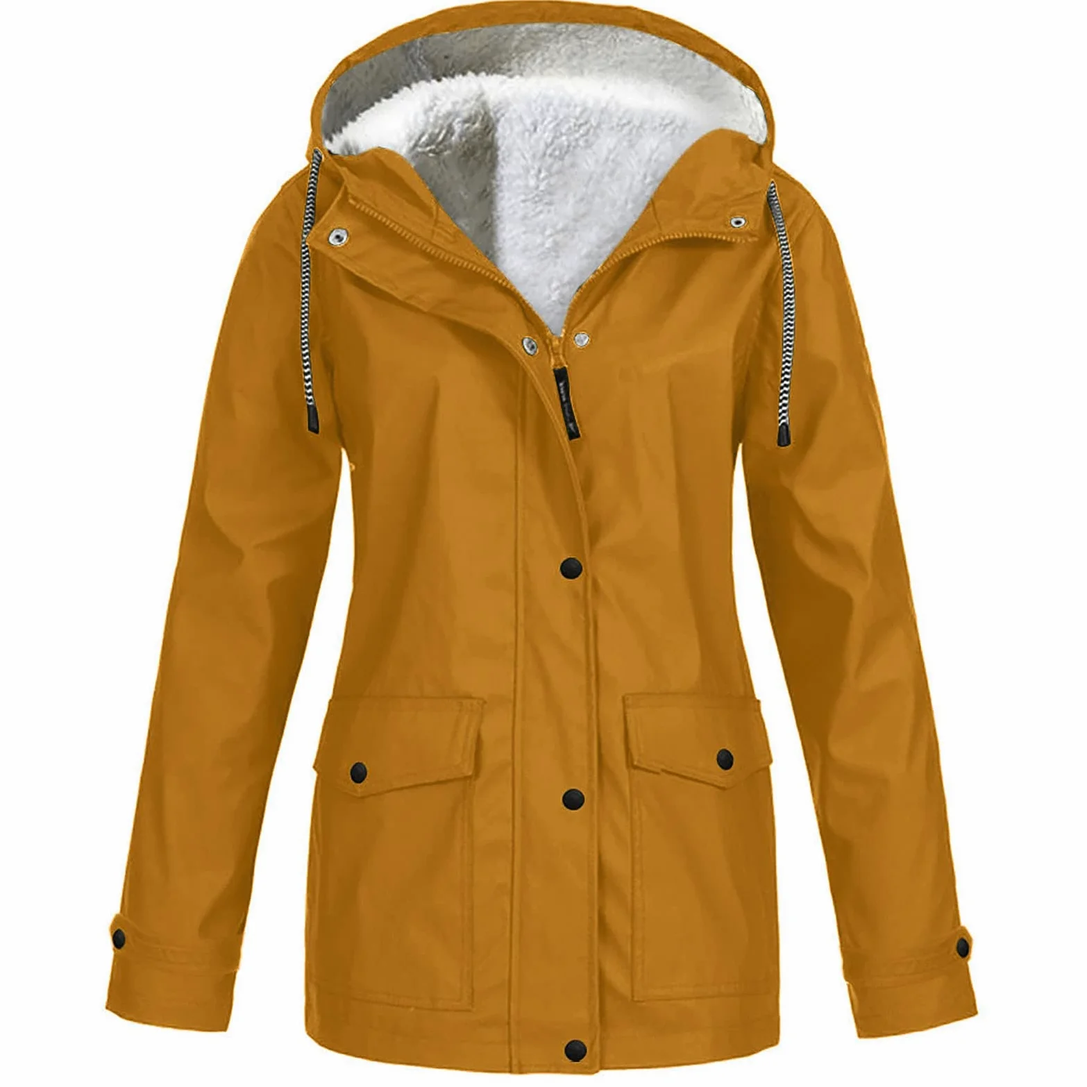 Chubasquero para mujer, impermeable, ligero, acolchado, chaqueta softshell para mujer, chaqueta larga, chaqueta de entretiempo forrada chaqueta deportiva de un solo color, chaqueta de senderismo