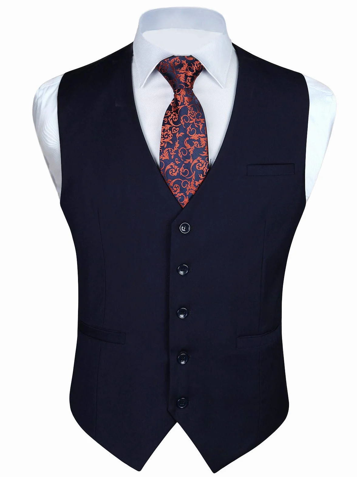 Enlision Chaleco de Vestir Hombre Elegante Chalecos Traje de Boda Color Liso Chaleco Formal de Negocio con Bolsillo