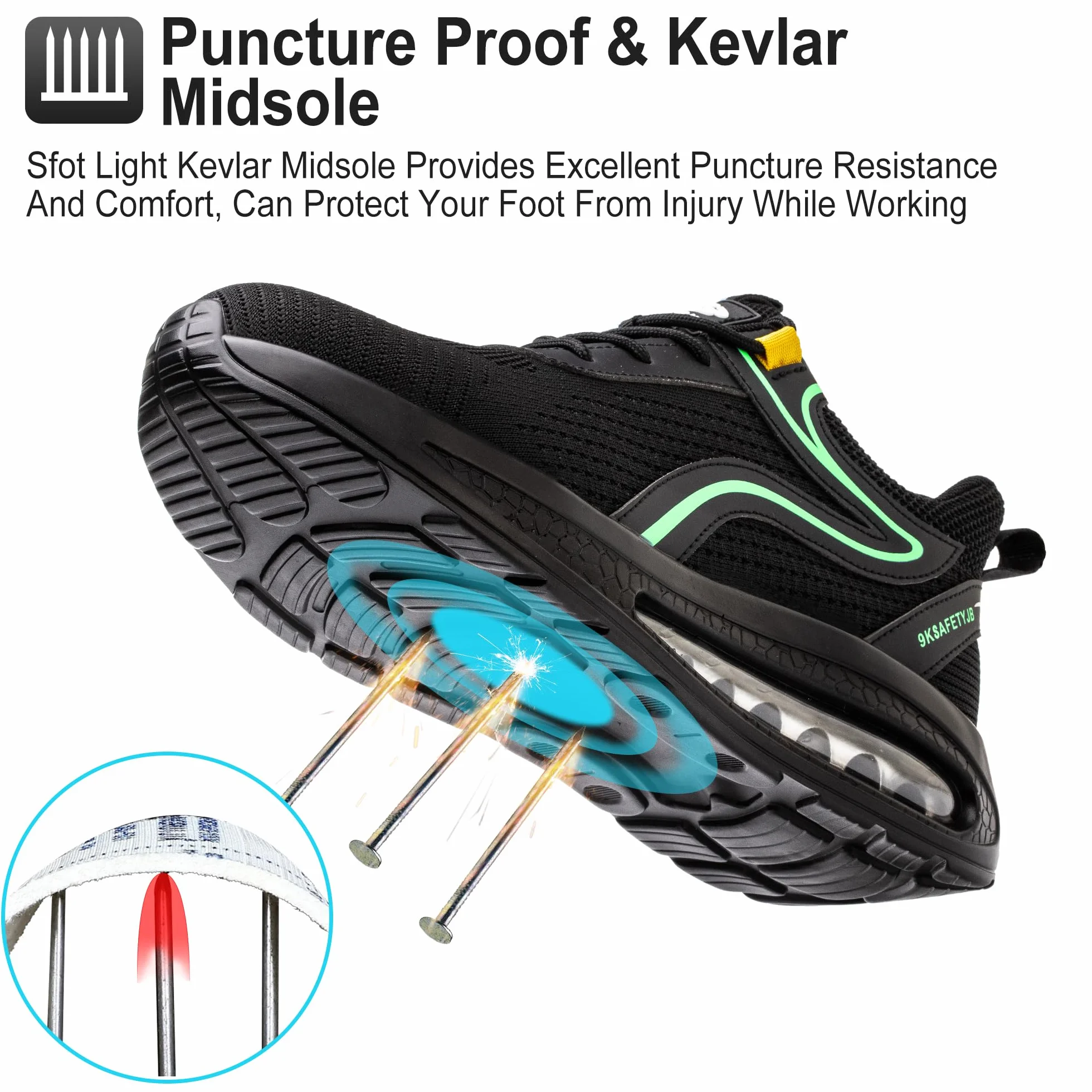 Zapatos de Seguridad para Hombre Mujer Calzado de Seguridad Zapatillas de Seguridad Zapatos de Trabajo Puntera de Acero Ligero Comodo Antideslizante Transpirable 36EU-46EU