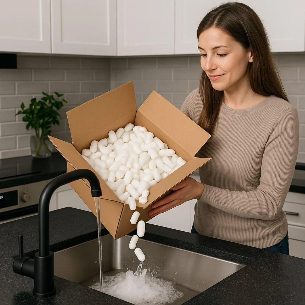 Fichas de embalaje BIO blancas biodegradables de almidón de maíz - 250 l chips acolchados
