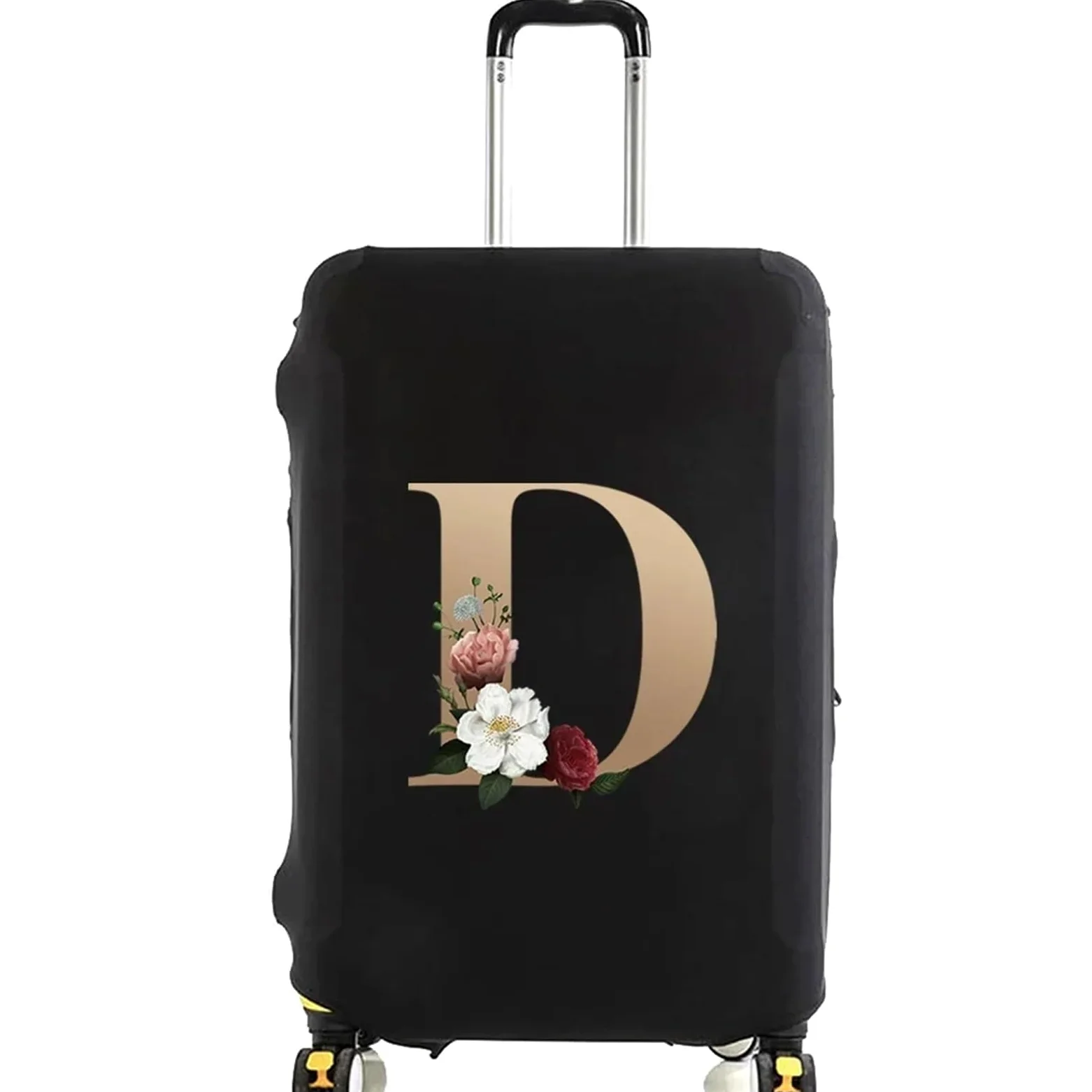 Fundas Protectoras for Maletas de Viaje, Protector Equipaje elástico Grueso for 18 "-28", Funda Bolsa con Letras Doradas Impresas, 2 uds(Black D,M)