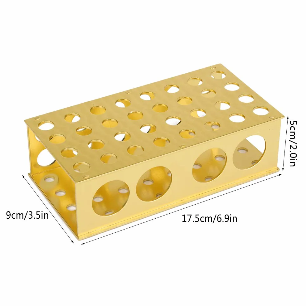 Soporte para tubos de ensayo de aluminio dorado 8x12, 3x18, 30 mm diámetro del orificio