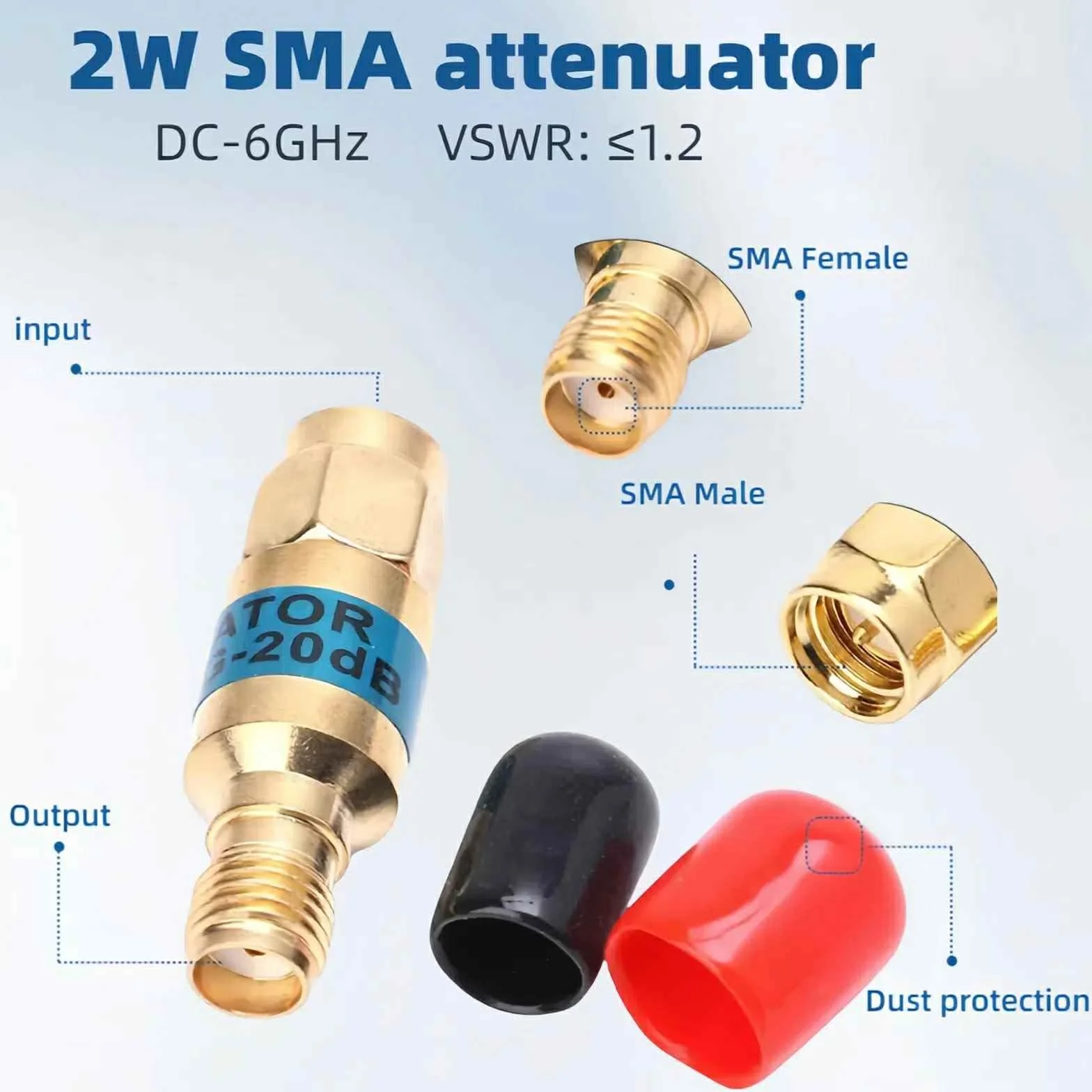 BECEN Atenuador SMA RF 10dB 6G 2W