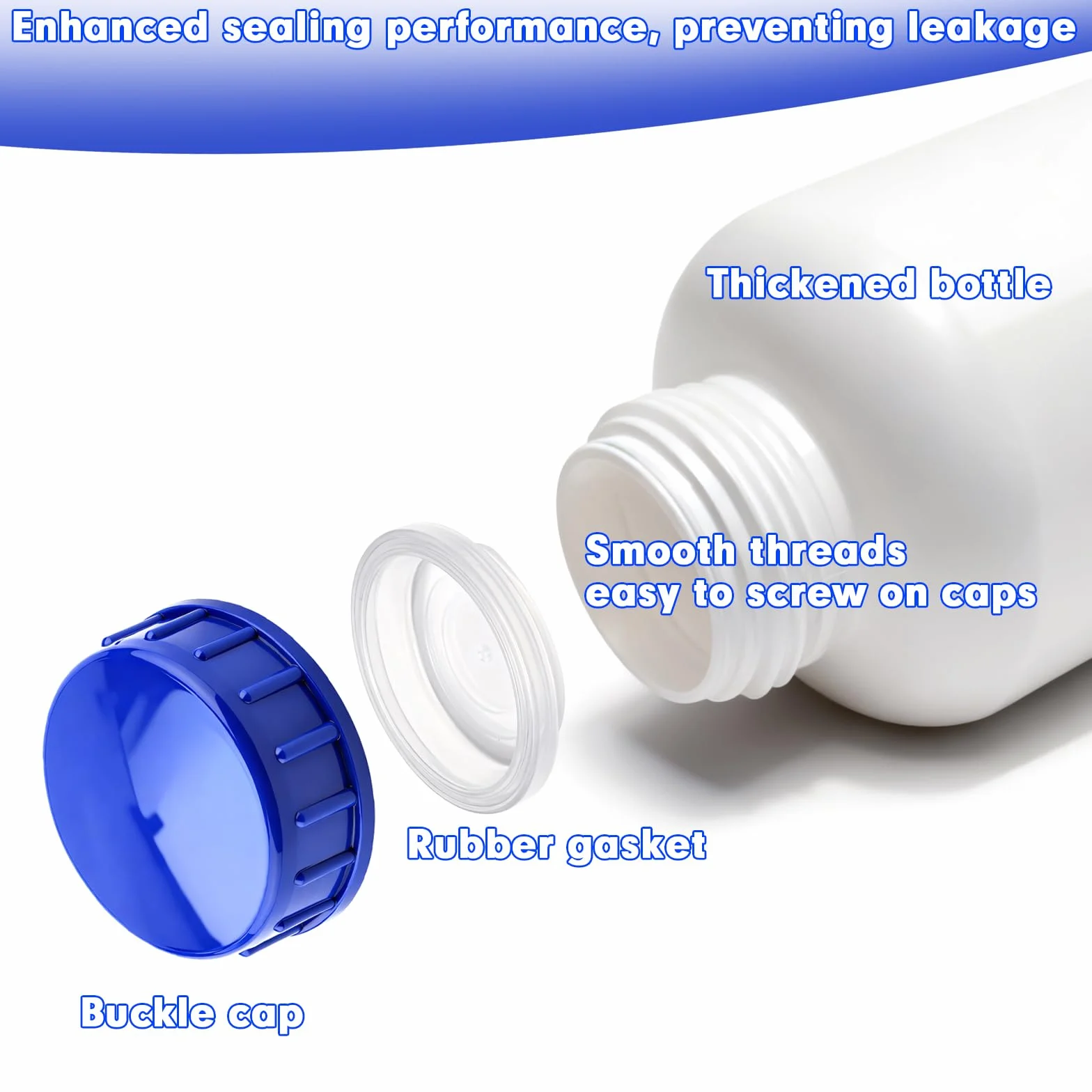 Botella de cuello ancho HDPE 1000 ml con tapón de rosca para laboratorio y productos químicos