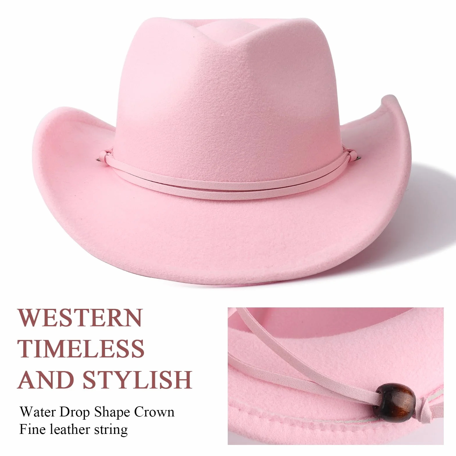 DRESHOW Sombrero Cowboy Niños Niñas Western Fedora Fieltro Hebilla de Cinturón Sombreros Retro Panamá con cordón de cuerda Unisex Enrollado Gorras para Niños 3-8 Años