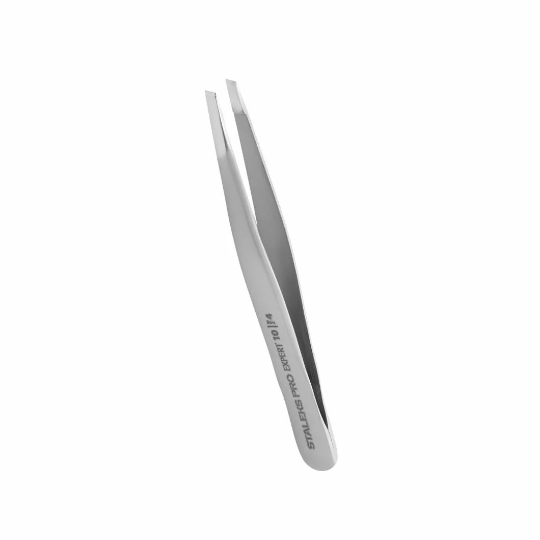 STALEKS PRO Pinza para cejas escasas y finas, acero inoxidable, Expert 10/4