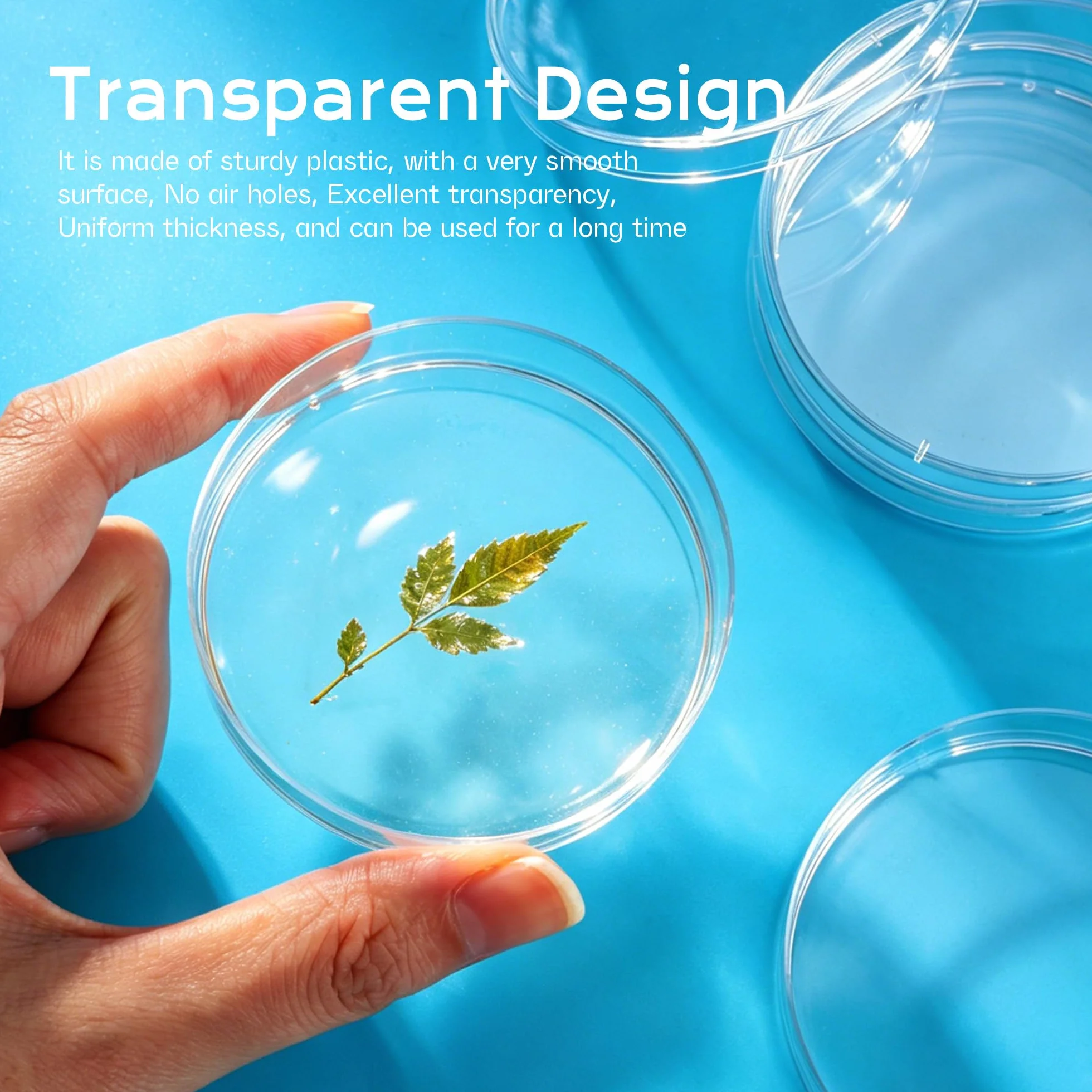 Placas de Petri de Plástico Estéril 70 mm x 15 mm Transparente con Tapa para Laboratorio