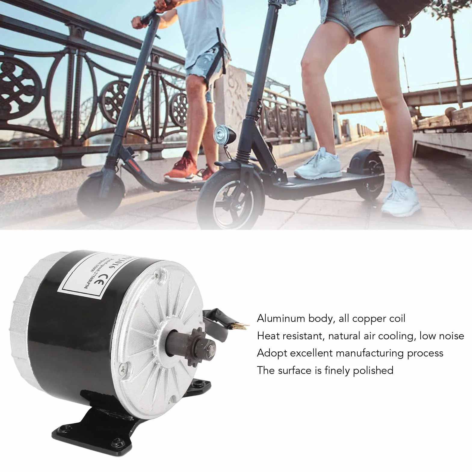 Motor Eléctrico de Reducción de Engranajes 24V 350W 2750 RPM para Bicicleta Eléctrica