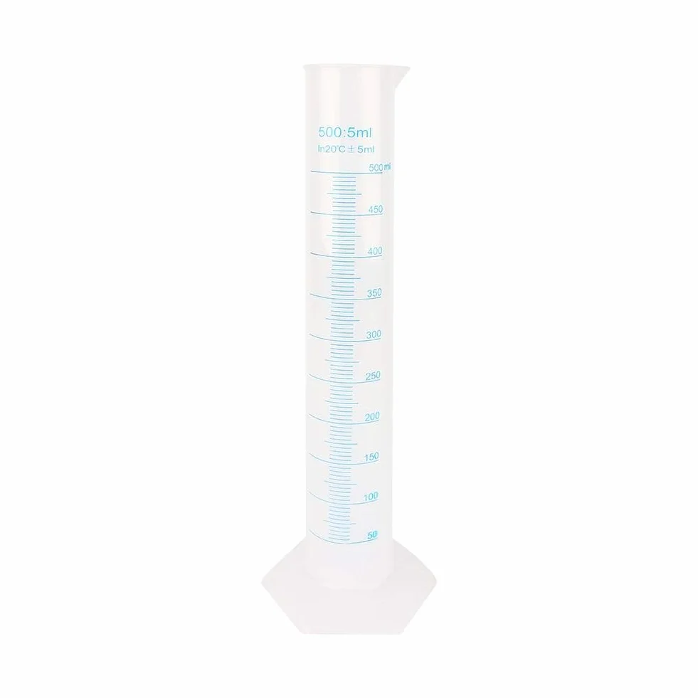 Nikou 500ml Probeta graduado plástico Cilindros prueba tubo laboratorio líquido caliente