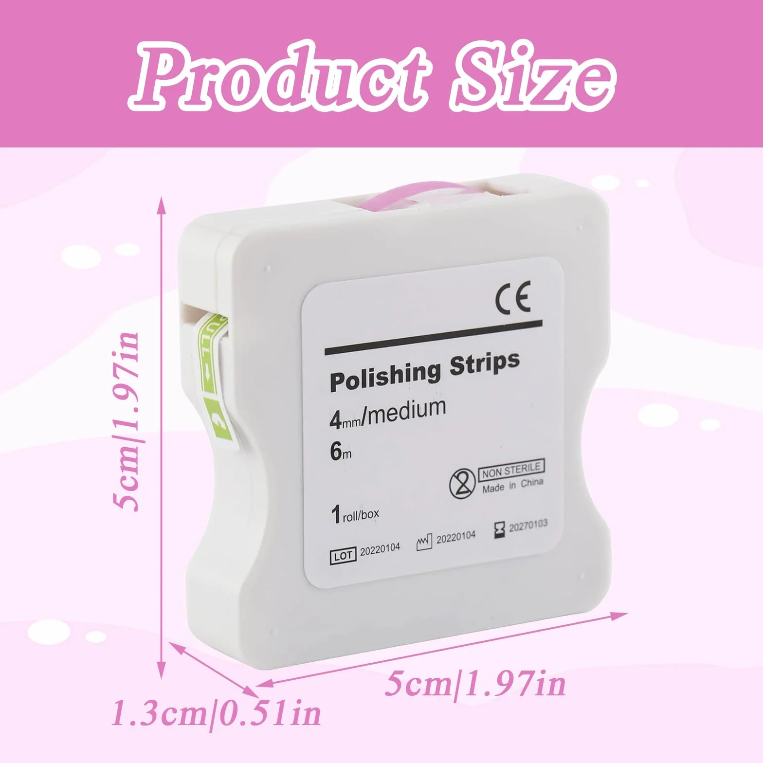 Papel de lija dental 4 mm ancho 6 m/rollo pulidora interdental herramientas de lijado rosa