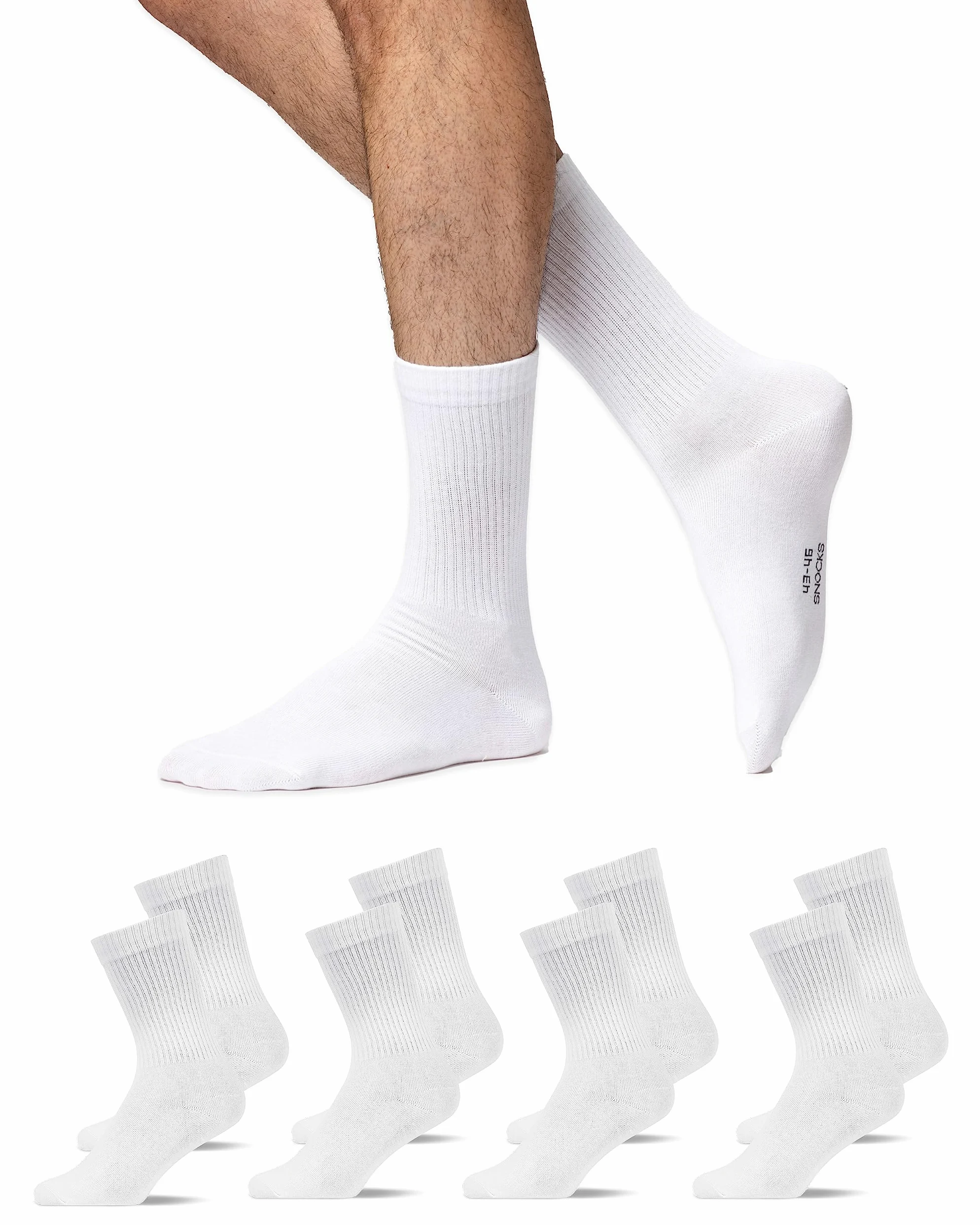 Snocks Calcetines de tenis para hombre y mujer de algodón orgánico, 4 pares, materiales de alta calidad y calcetines largos multifuncionales, ideales para deporte y ocio, talla 35-50