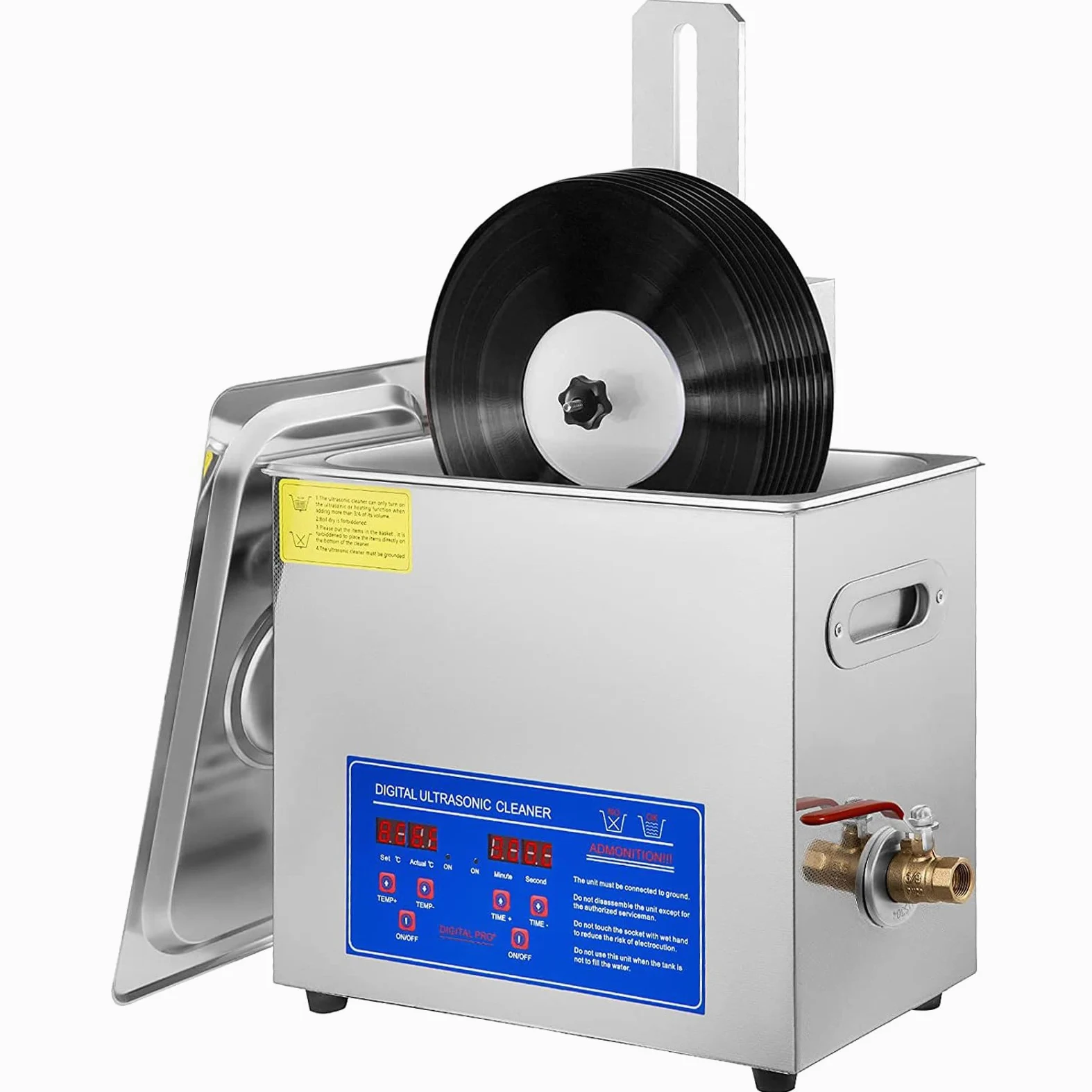 Limpiador ultrasónico de 180 W para Discos de Vinilo, máquina de Limpieza ultrasónica de 6 L, Limpiador sónico con Temporizador de 0 a 30 Minutos, baño ultrasónico para dentaduras postizas y