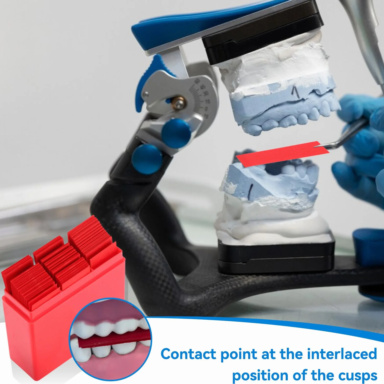 Papel de articulación dental 300 piezas con dispensador de plástico rojo