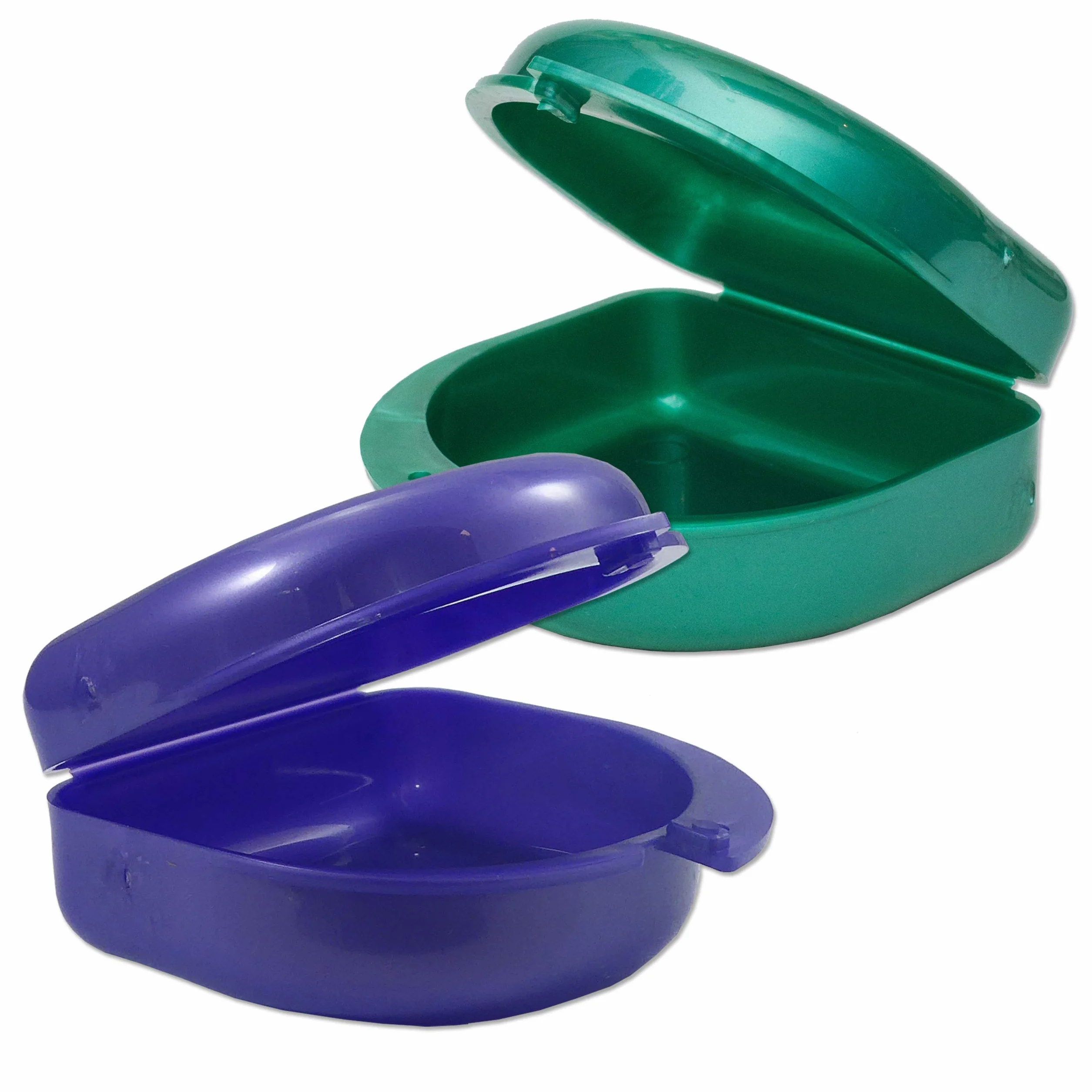 Fundas protectoras bucales para retenedores ortopédicos, aparatos dentales deportivos, dentaduras postizas (morado y verde)