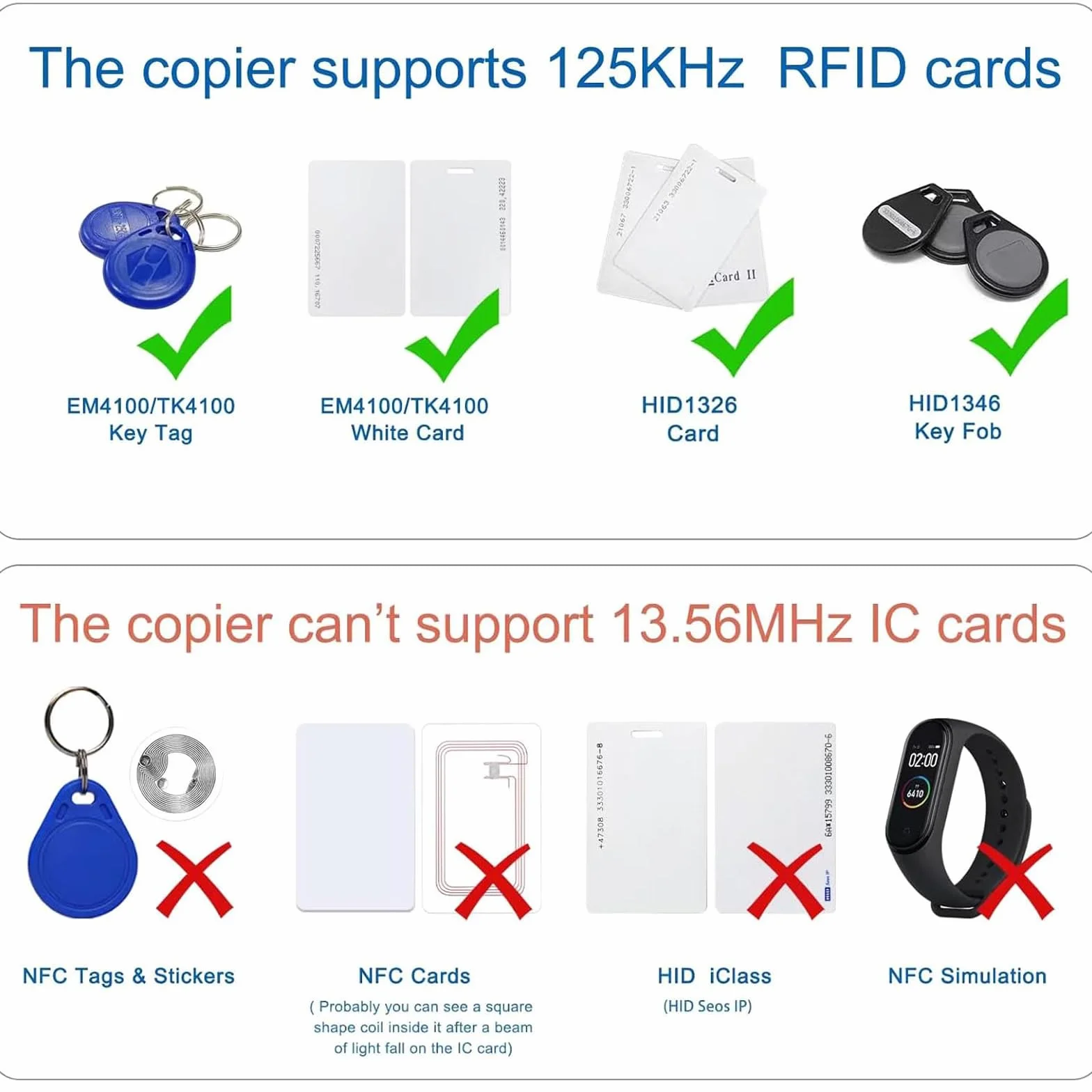 Lector y Grabador RFID 125 kHz Portátil con 10 Tarjetas T5577