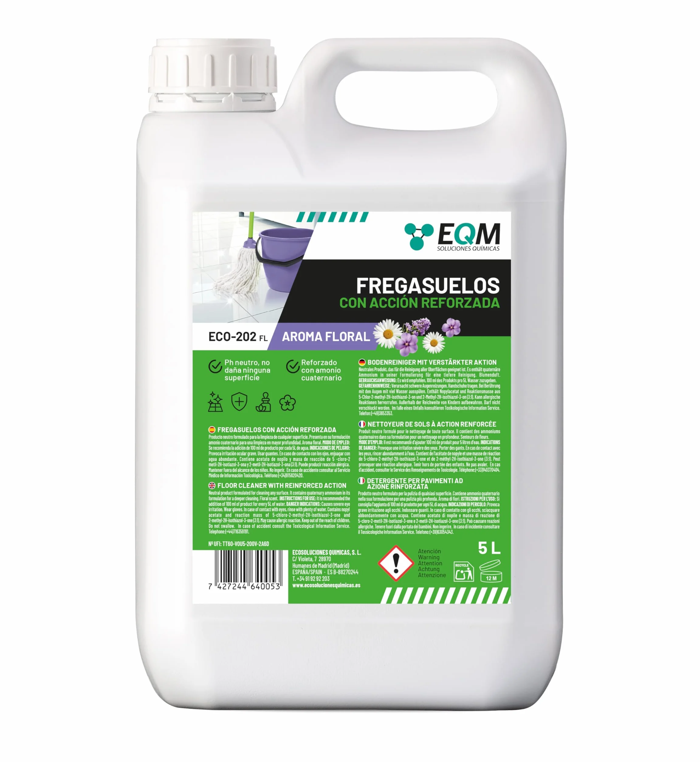 EQM ECO-202 Fregasuelos 5L Desengrasante Desodorizante
