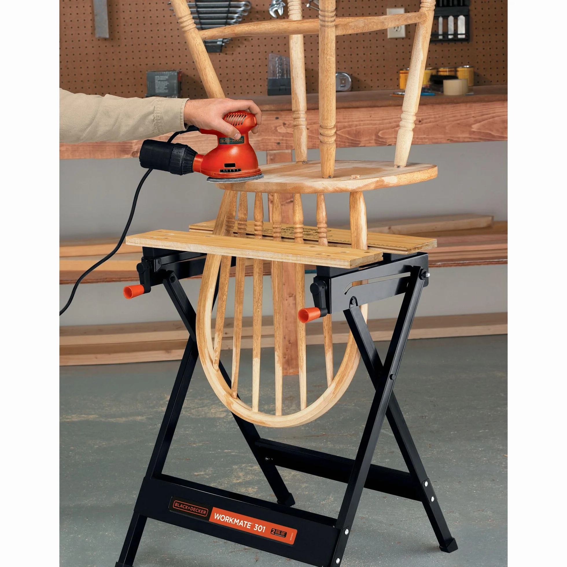 BLACK+DECKER WORKMATE WM301-XJ Banco de Trabajo Plegable, Doble Manivela, Patas Antideslizantes, Bambú y Acero, Negro