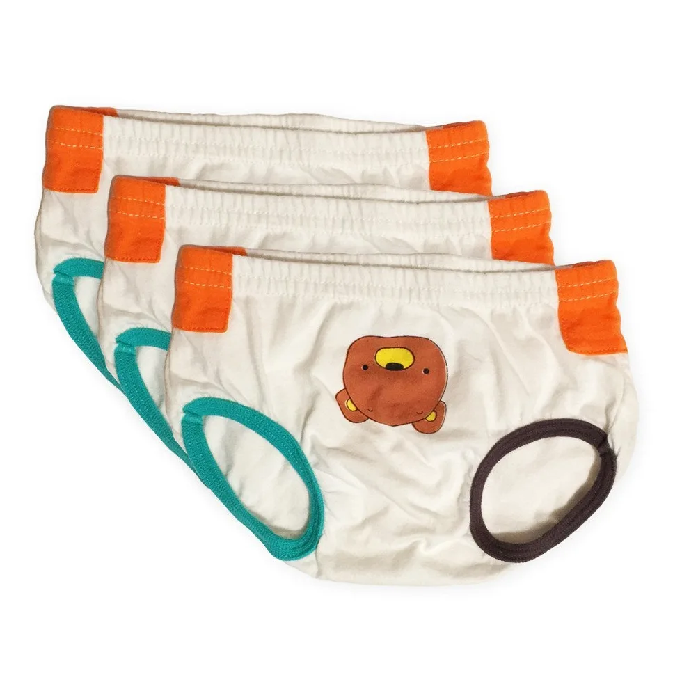 Tiny Undies ROOMIER - Ropa interior pequeña de algodón, unisex, para bebés y niños pequeños, comunicación de eliminación o entrenamiento para ir al baño, paquete de 3 (4T Bear/Learn)