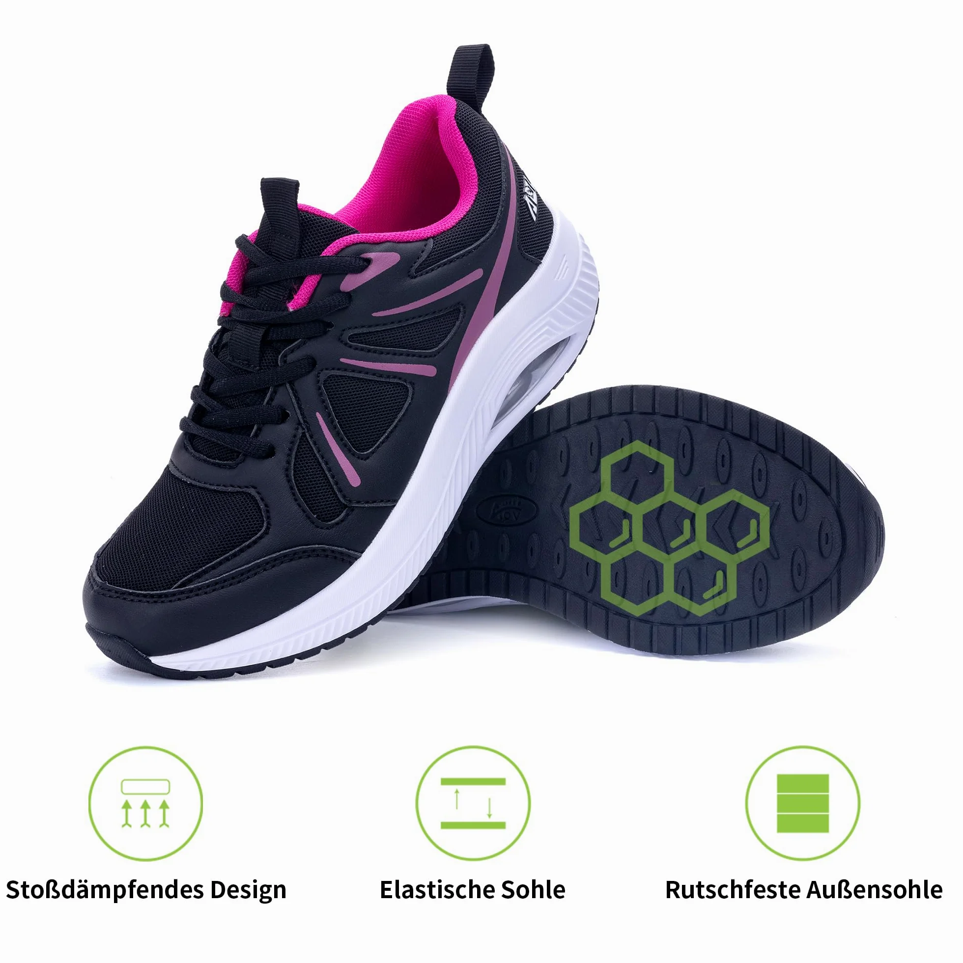 Quseek Zapatos ortopédicos para mujer, zapatos para caminar, cómodos, ligeros, transpirables, para fascitis plantar, pies planos EU35.5-42.5