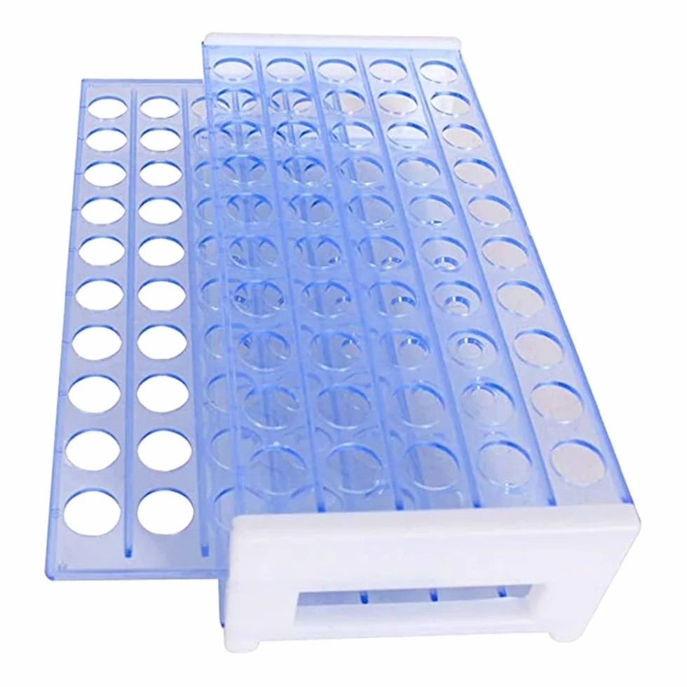 Soporte de Tubo de Ensayo de Plástico, Gradillas de Tubos Desmontables 50 Agujeros 16mm 3 Capas