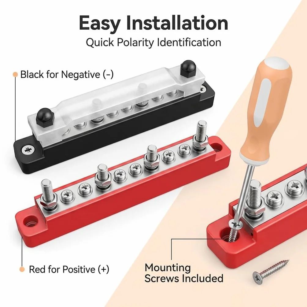 Busbar 12V-48V 150A Bloque de Distribución de Alta Corriente para Coche Barco Caravana