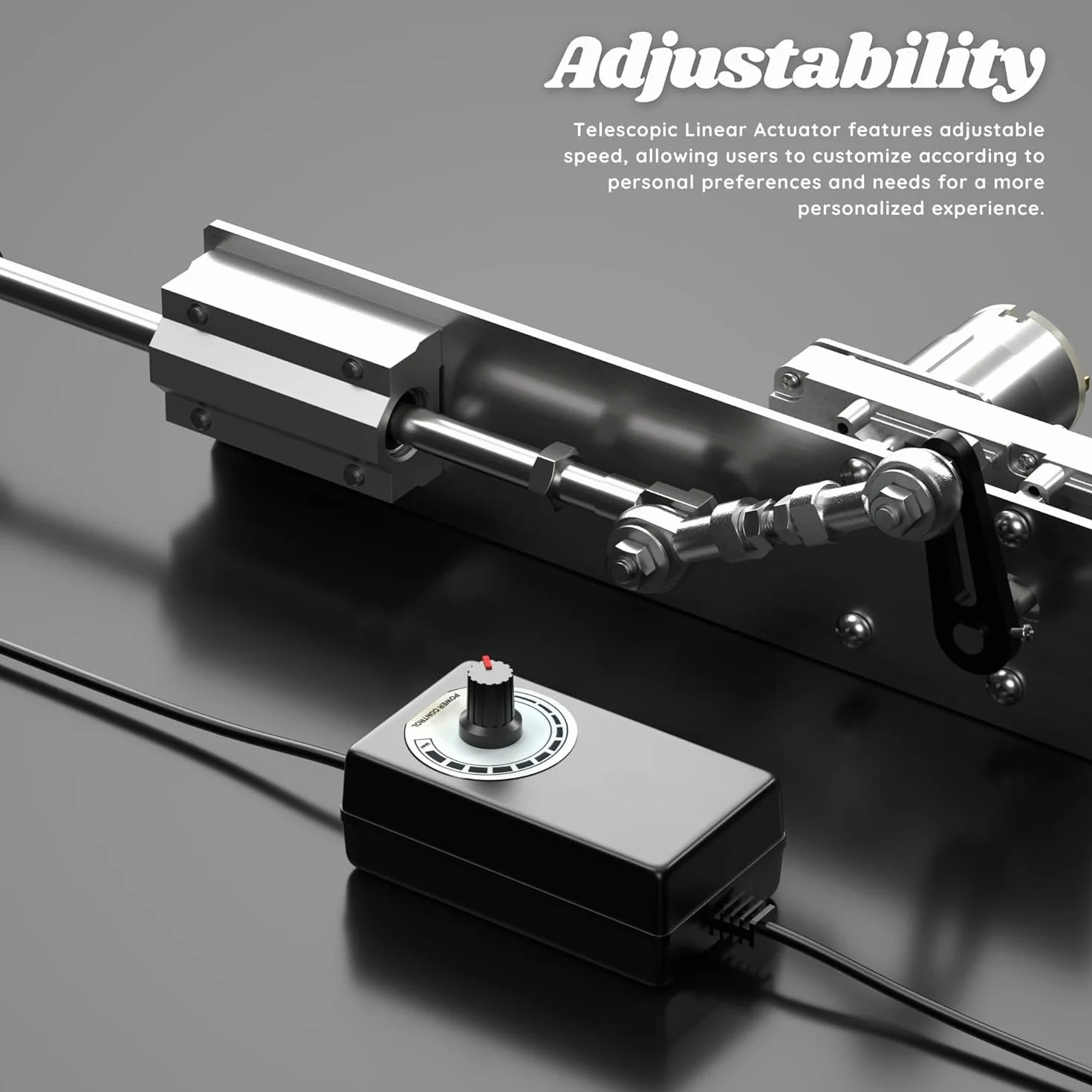 Actuador Lineal DC 12V, Motor Telescópico Ajustable 2-8cm, 95 RPM, Controlador Velocidad