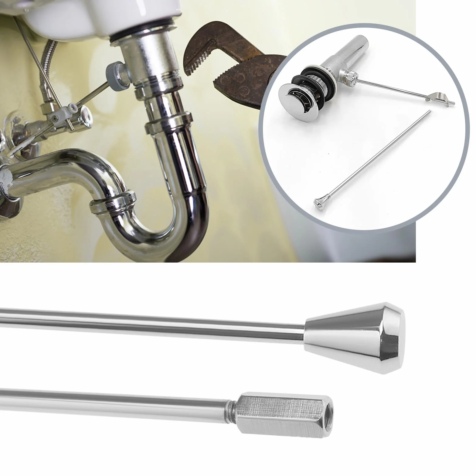 Varillas de elevación para lavabo barra de residuos desplegable pieza de repuesto 3 unidades