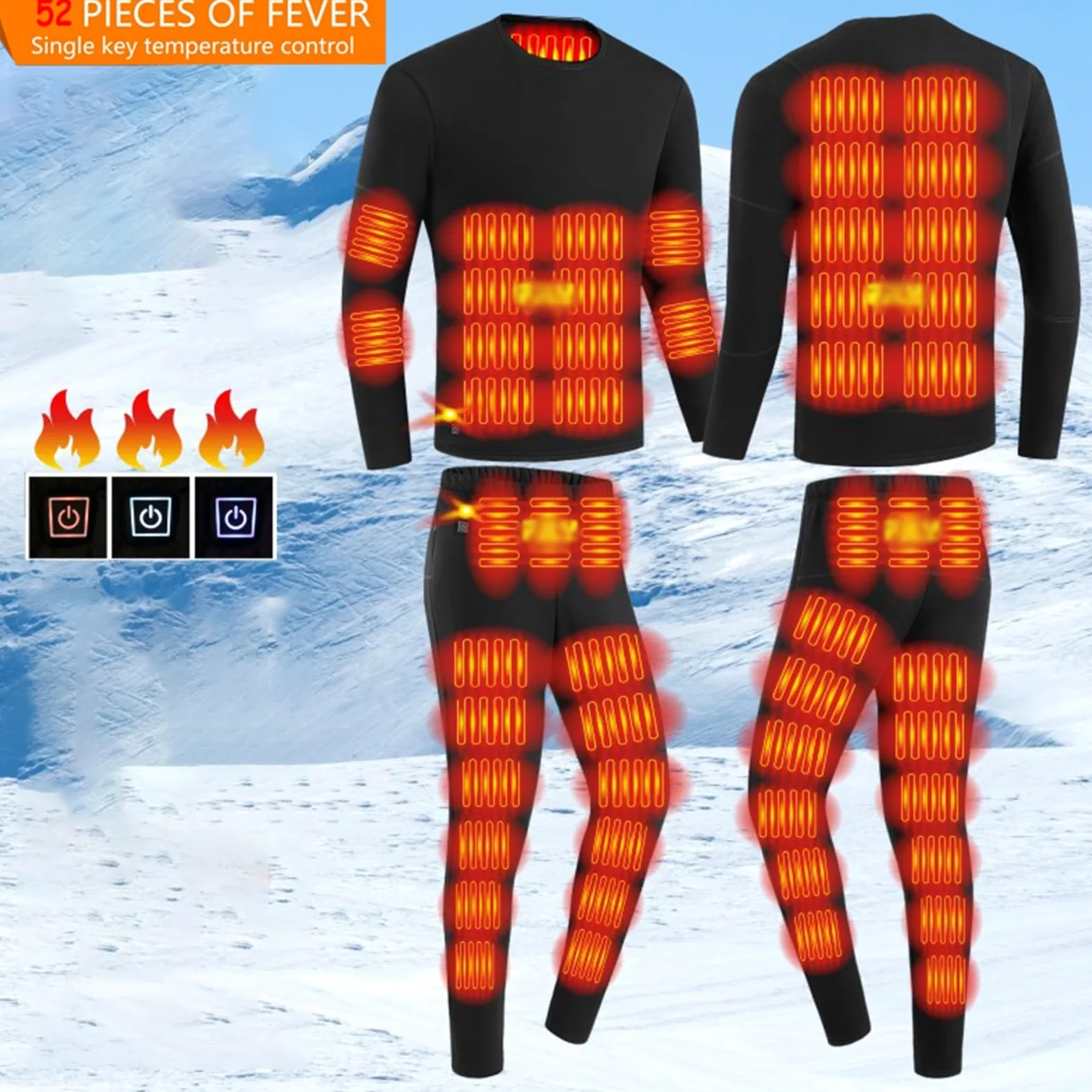Calefacción eléctrica de invierno para hombre, ropa interior térmica, ropa interior funcional, temperatura inteligente, ropa interior térmica de invierno, ropa interior térmica para esquiar