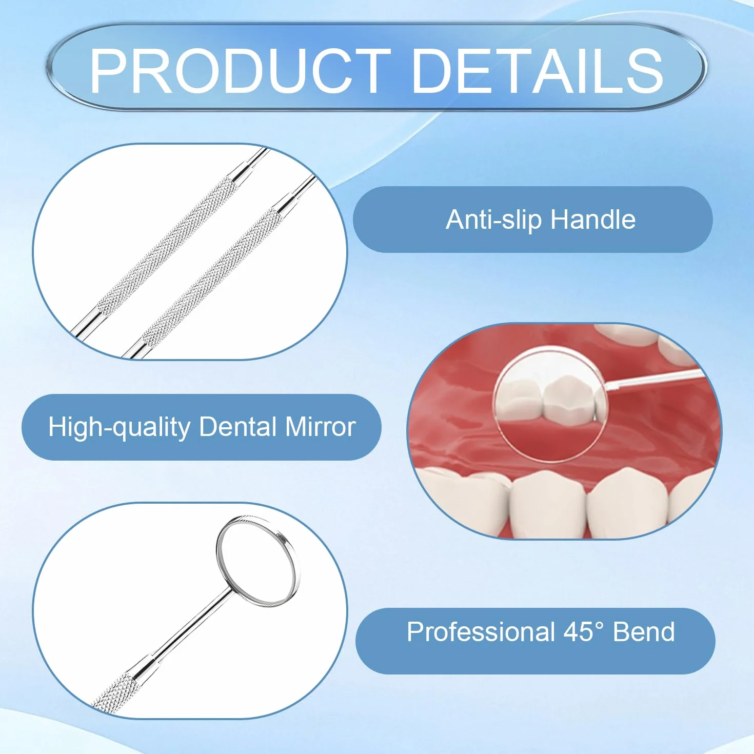 Espejos orales de acero inoxidable antiempañamiento para dientes, perros, dentistas y extensiones de pestañas