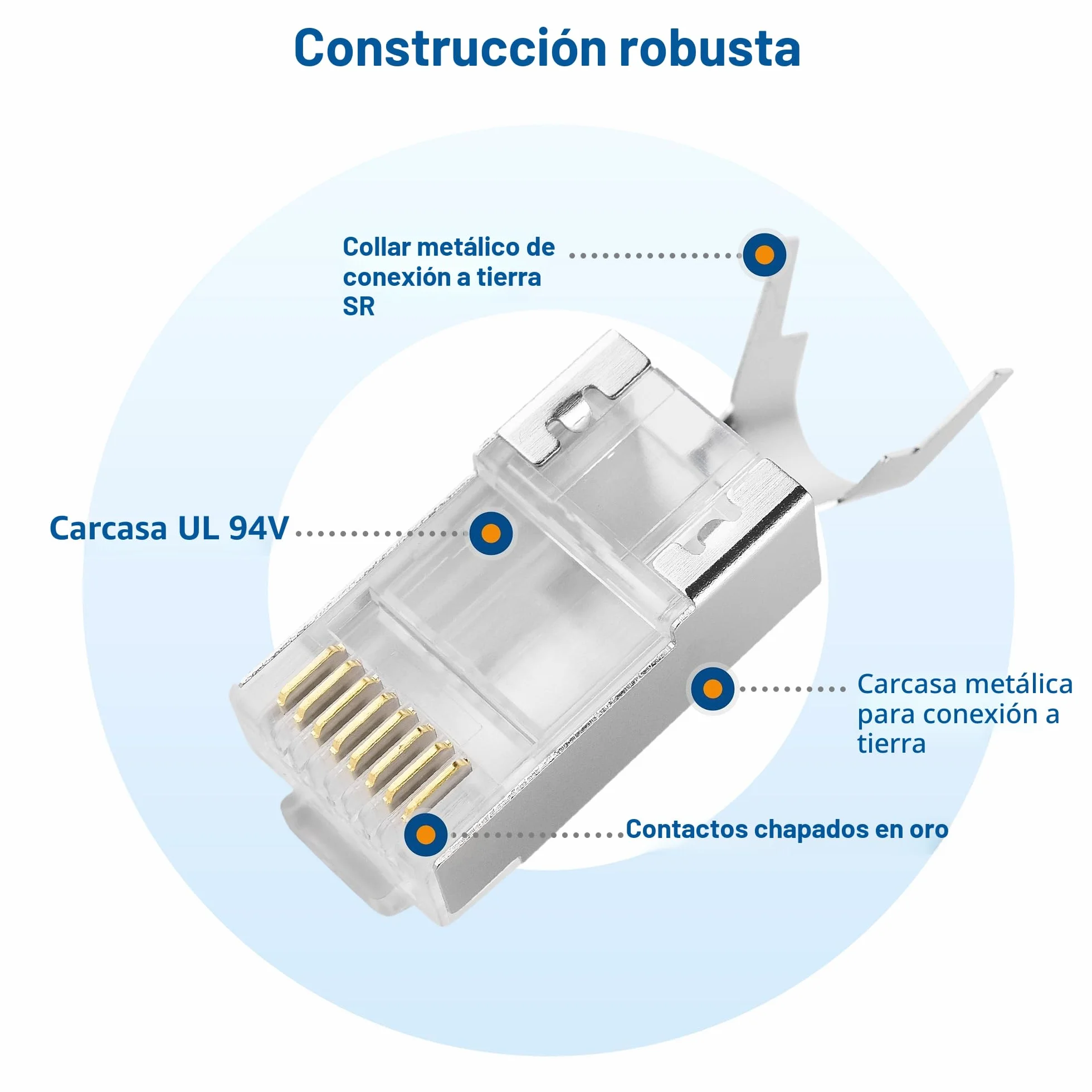 Cable Matters Pack de 20 Conectores Apantallados RJ45 Cat8 Cat7 Cat6 Pass-Through para Cable Ethernet Sólido o Trenzado