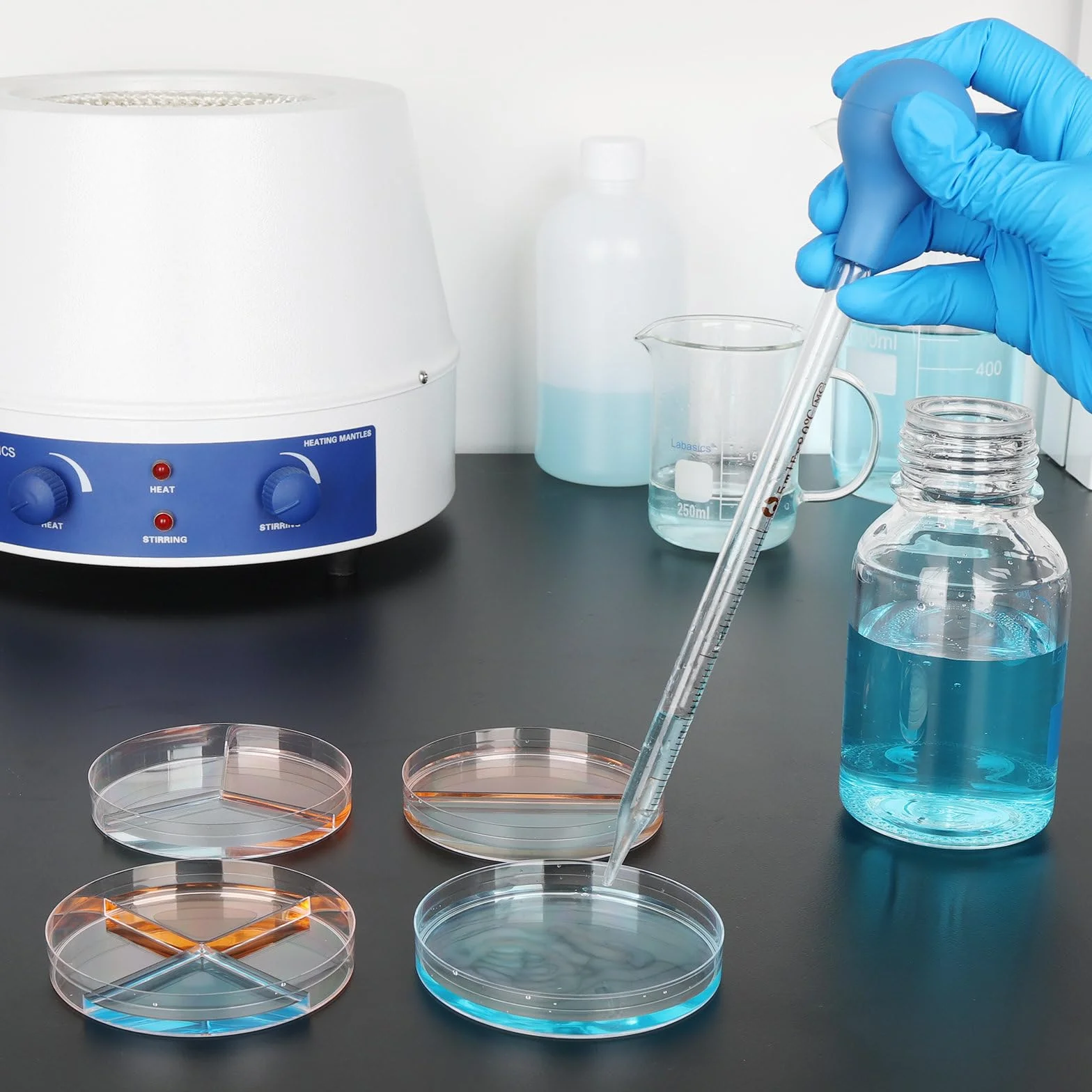 Labasics Juego de Probetas Graduadas 5 Pcs Cilindros Medición Vidrio Borosilicato 5 ml 10 ml 25 ml 50 ml 100 ml