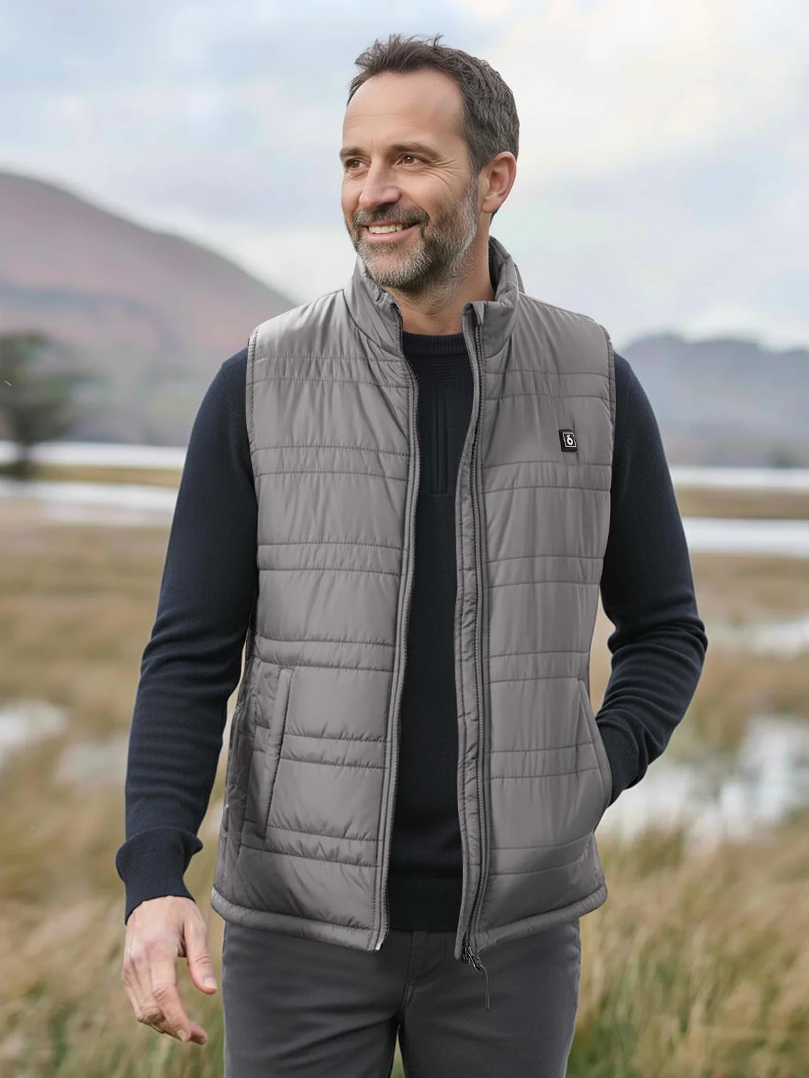 UNBON Chaleco Calefactable Hombre con Batería USB 10000mAh, Chaleco Térmico Eléctrico Calefactor Hombre con 3 Temperaturas 6 Zonas de Calor, Chaqueta Calefactable para Moto Caza Trabajo