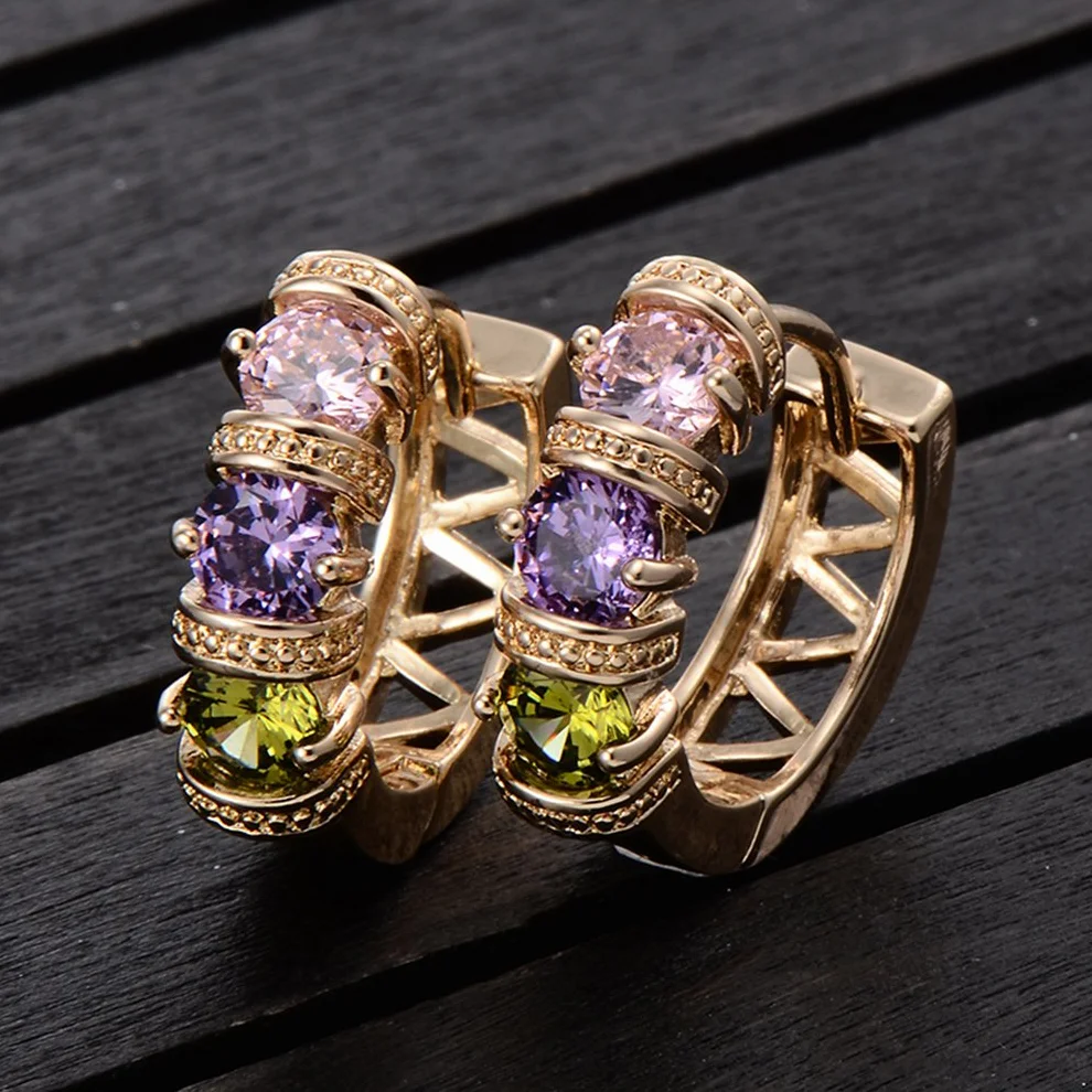 YAZILIND 18K joyeria plateada oro colorido cristal Cubic Zirconia bola embutido redondo pendiente llenada de diseno claro senoras mujeres moda aretes para ninas