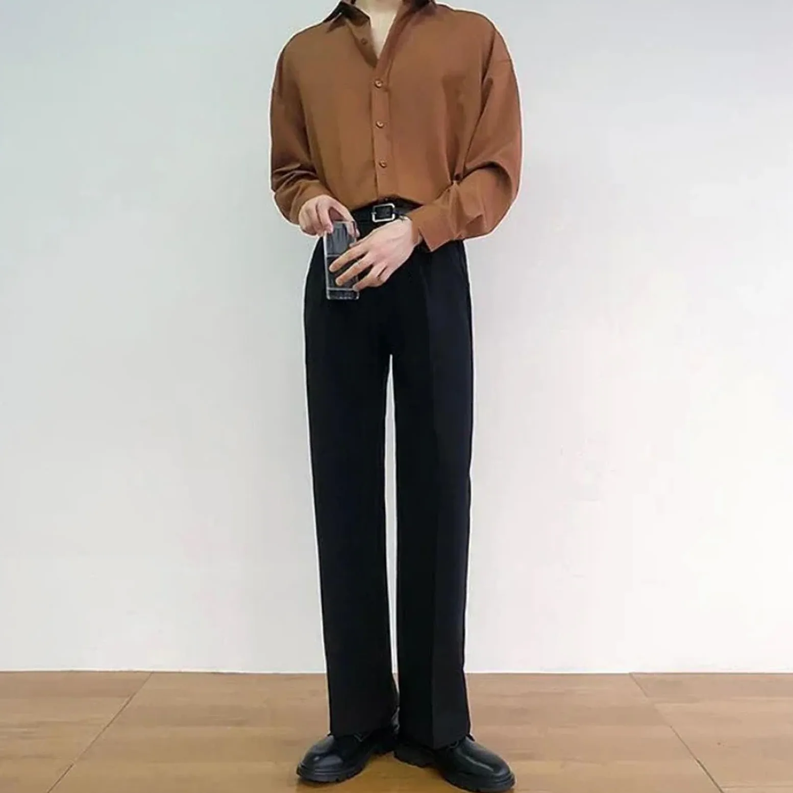 Pantalones ajustados para hombre, pantalones negros tensados, pantalones fluidos, para sastrería, antiarrugas